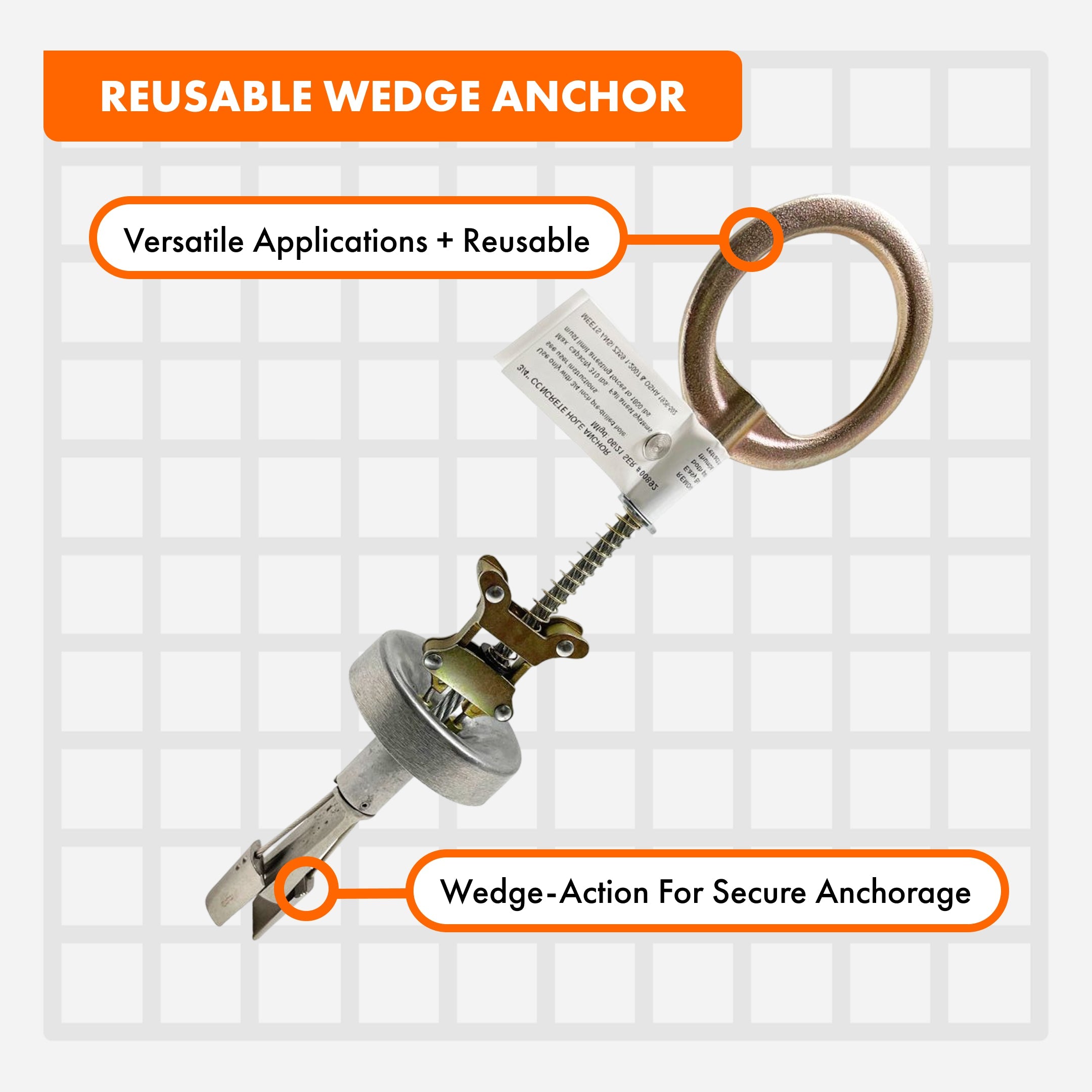 3/4” Reusable Concrete Wedge Anchor 5000 lbs. - Defender Safety