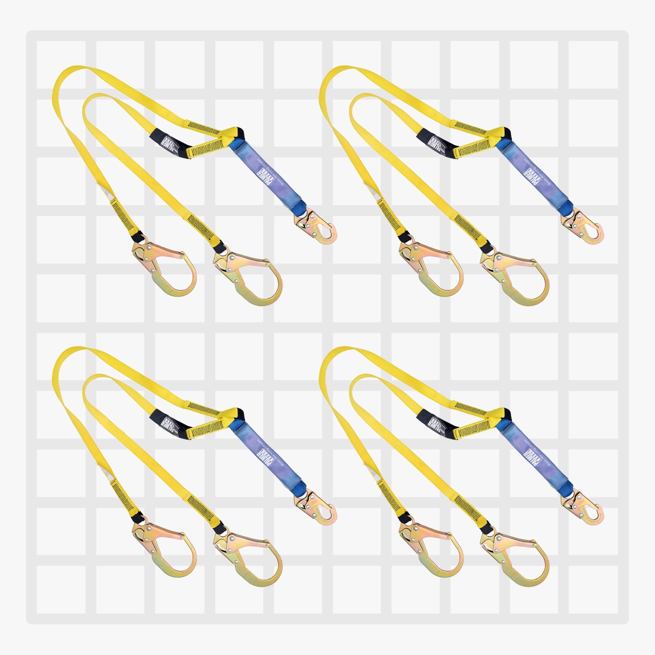 6 FT. Lanyard, Double Leg, Blue Shock Absorber, 2 Rebar + 1 Snap Hooks - Defender Safety