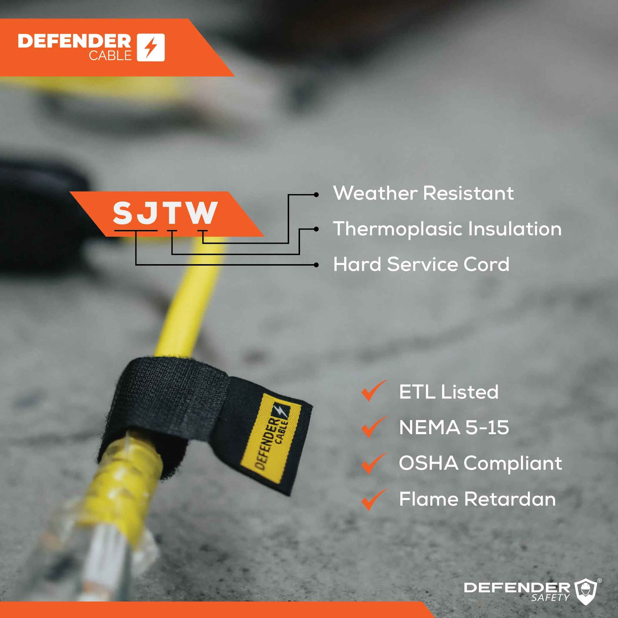 16/3 Gauge, 25 ft SJTW w/ Lighted End. Contractor Grade Extension Cord, UL/ETL Listed