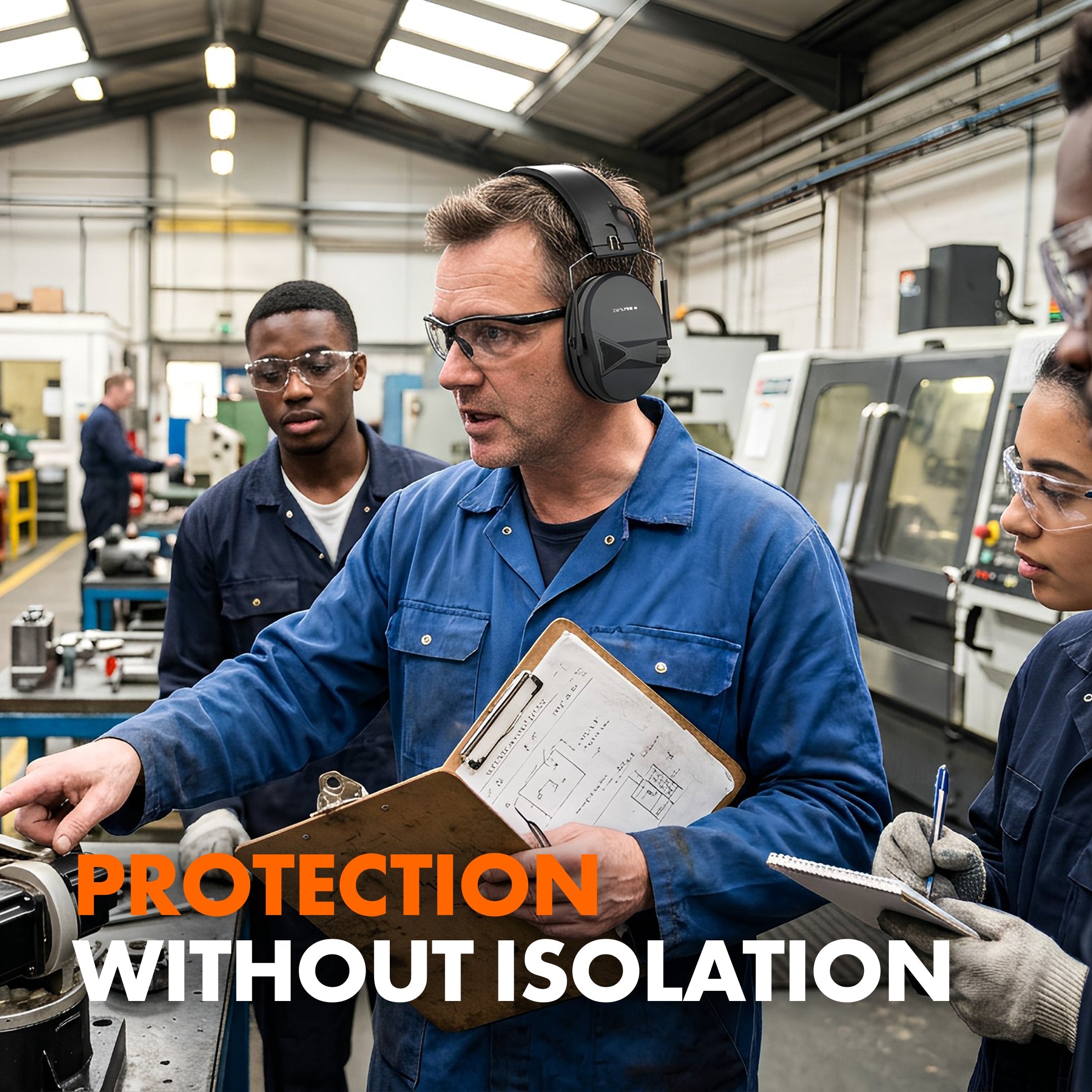 DECITECH™ E1 Electronic Hearing Protection, Over the Head Earmuffs, 24 NRR - Defender Safety