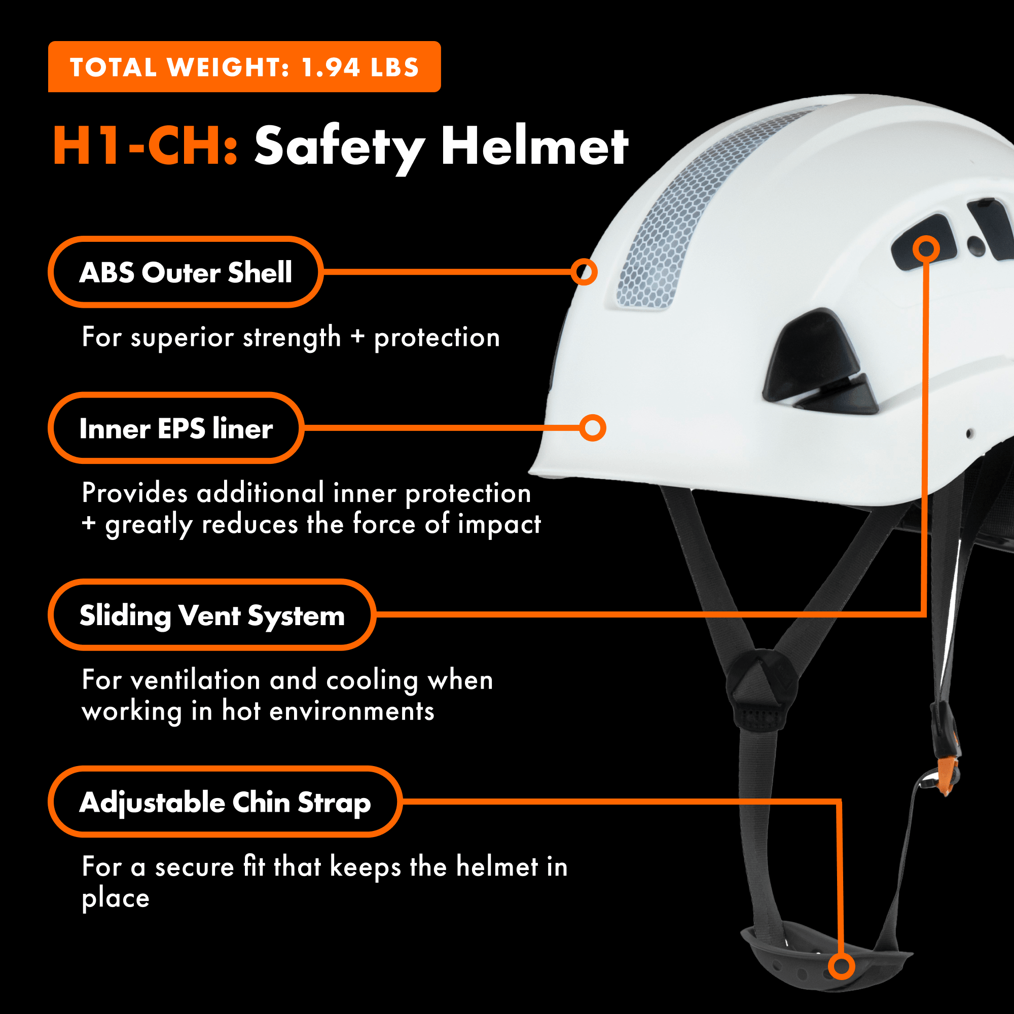 H1 - CH (Type I, Vented) + Tinted Visor - Defender Safety