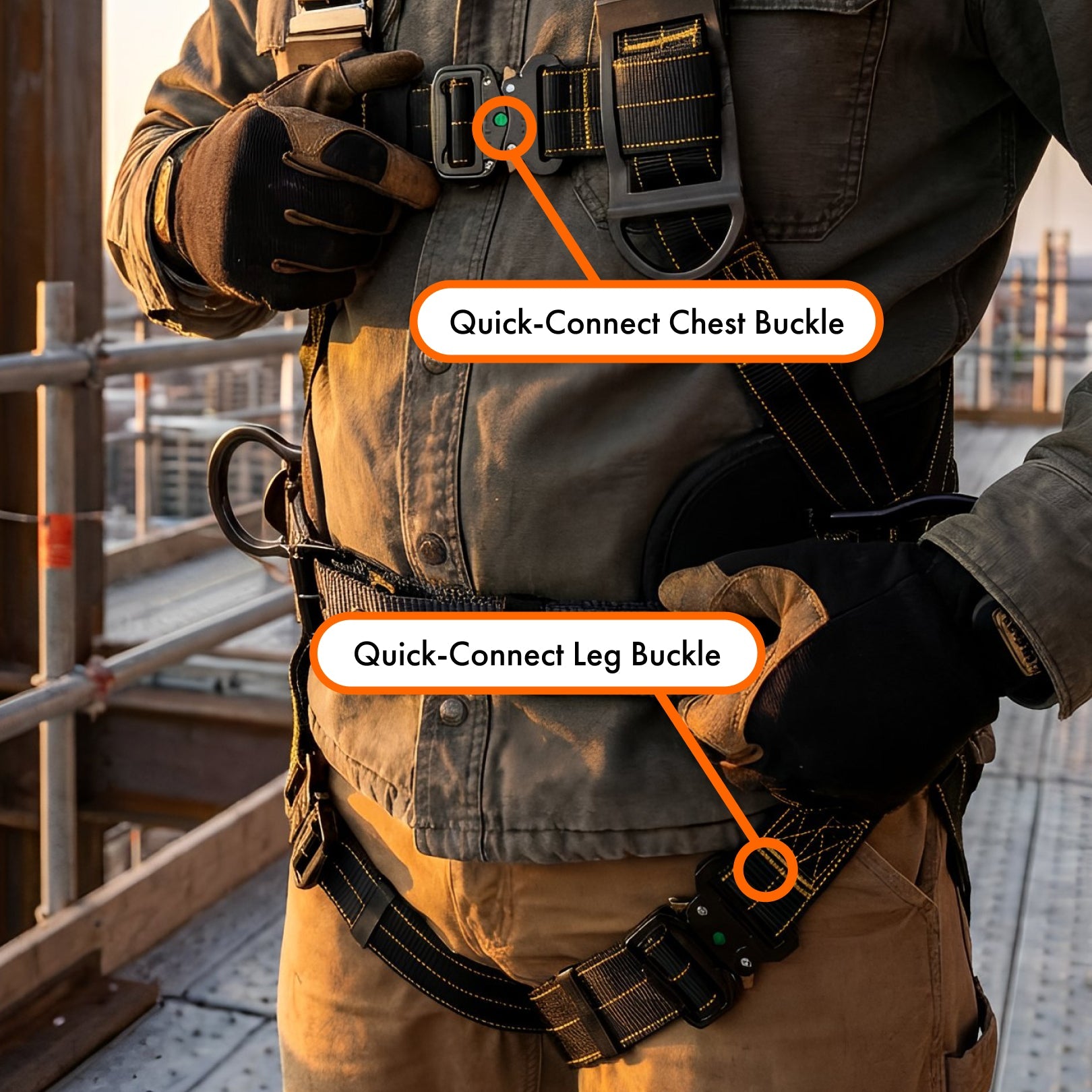 Hammerhead™ Series Harness 5pt., Padded Back, Legs and Belt, QCB Chest and Legs, Back/Side D - Rings, Black - Defender Safety