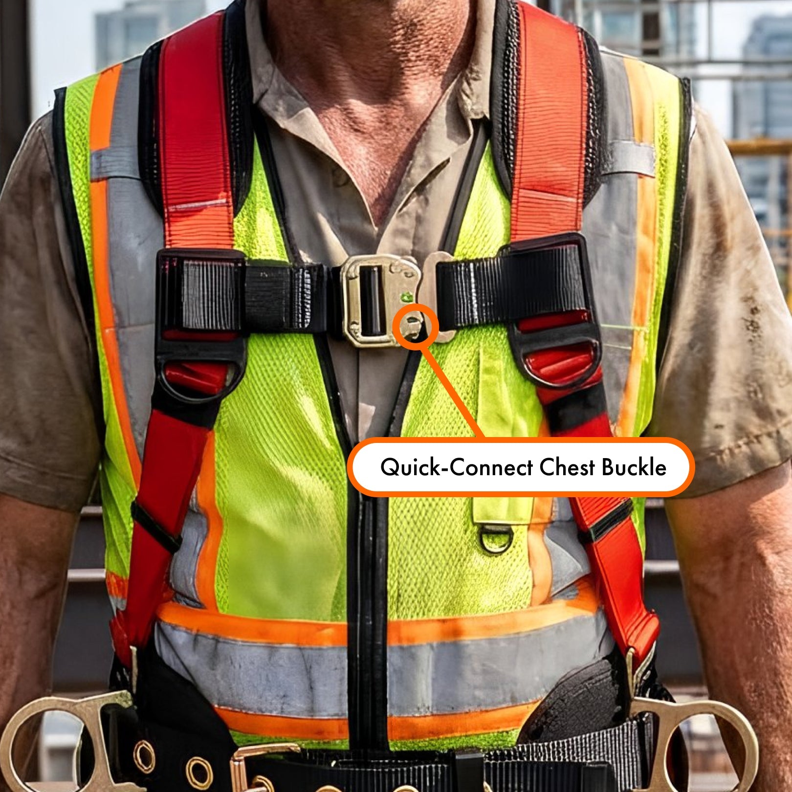 Hammerhead™ Series Harness 5pt., Padded Back, QCB Chest, Tongue & Buckle Leg Straps, SRL Back Plate, Positioning Belt with Side D - Rings - Defender Safety