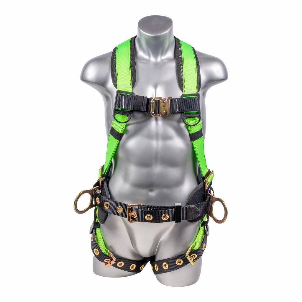 Hammerhead™ Series Harness 5pt., Padded Back, QCB Chest, Tongue & Buckle Leg Straps, SRL Back Plate, Positioning Belt with Side D - Rings - Defender Safety