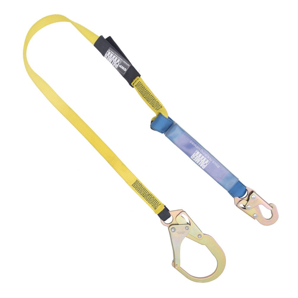 Lanyard 6 ft. Shock Absorber, Rebar Hook, Single Leg. - Defender Safety