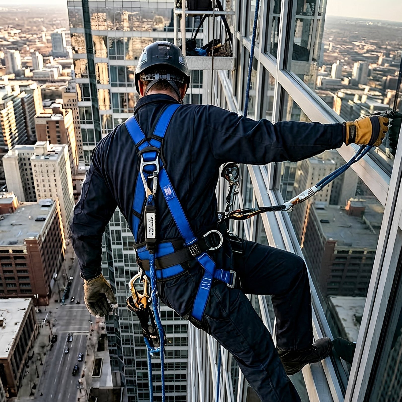 Mako™ Series Harness 5pt., Pass - Thru Legs, Back D - Ring, Blue - Defender Safety