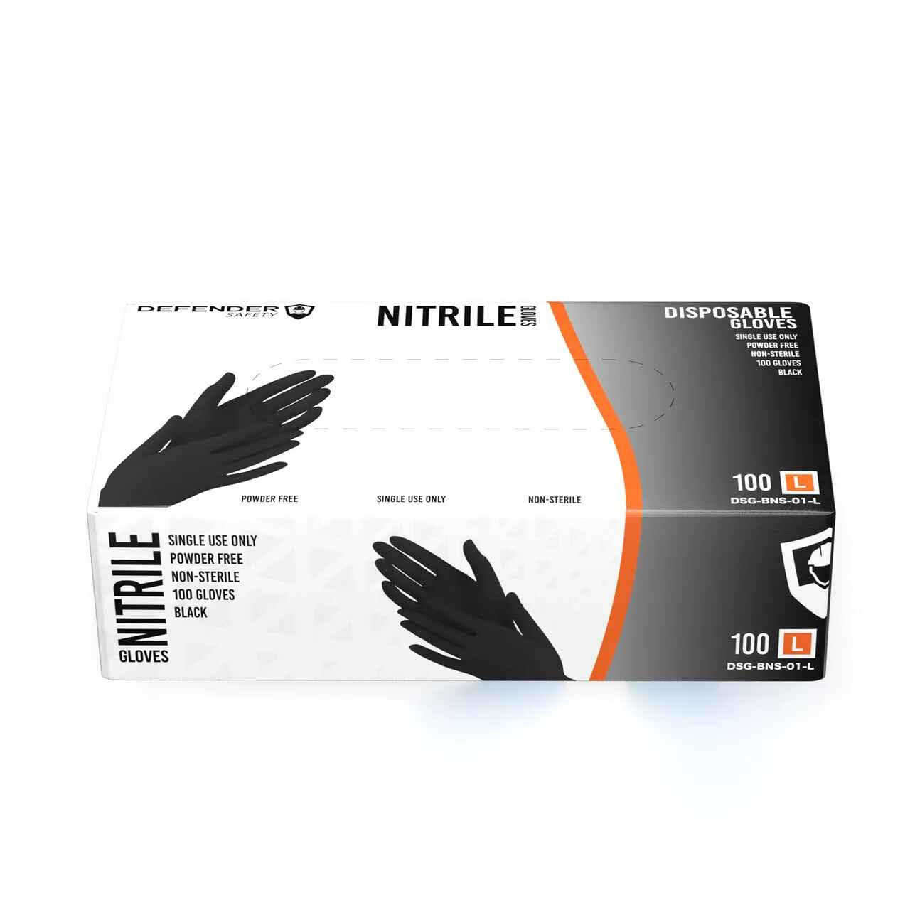 4 Mil Black Nitrile Gloves, Industrial Grade, Powder Free - Defender Safety