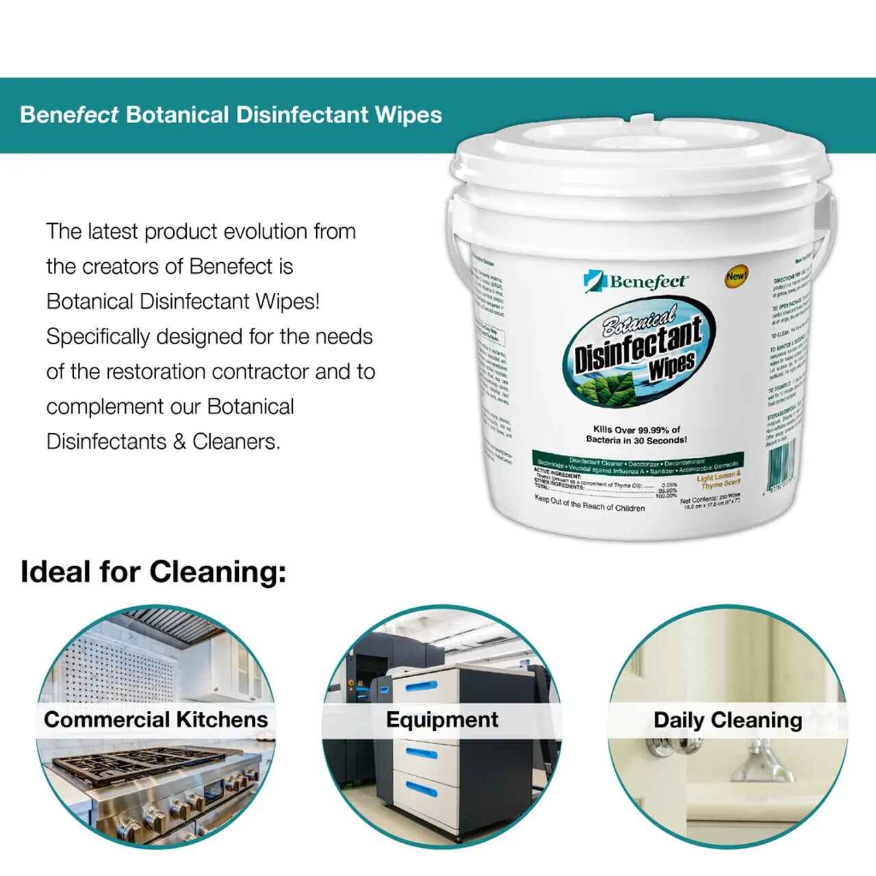 Benefect Botanical Disinfectant Wipes (250 count) - Defender Safety