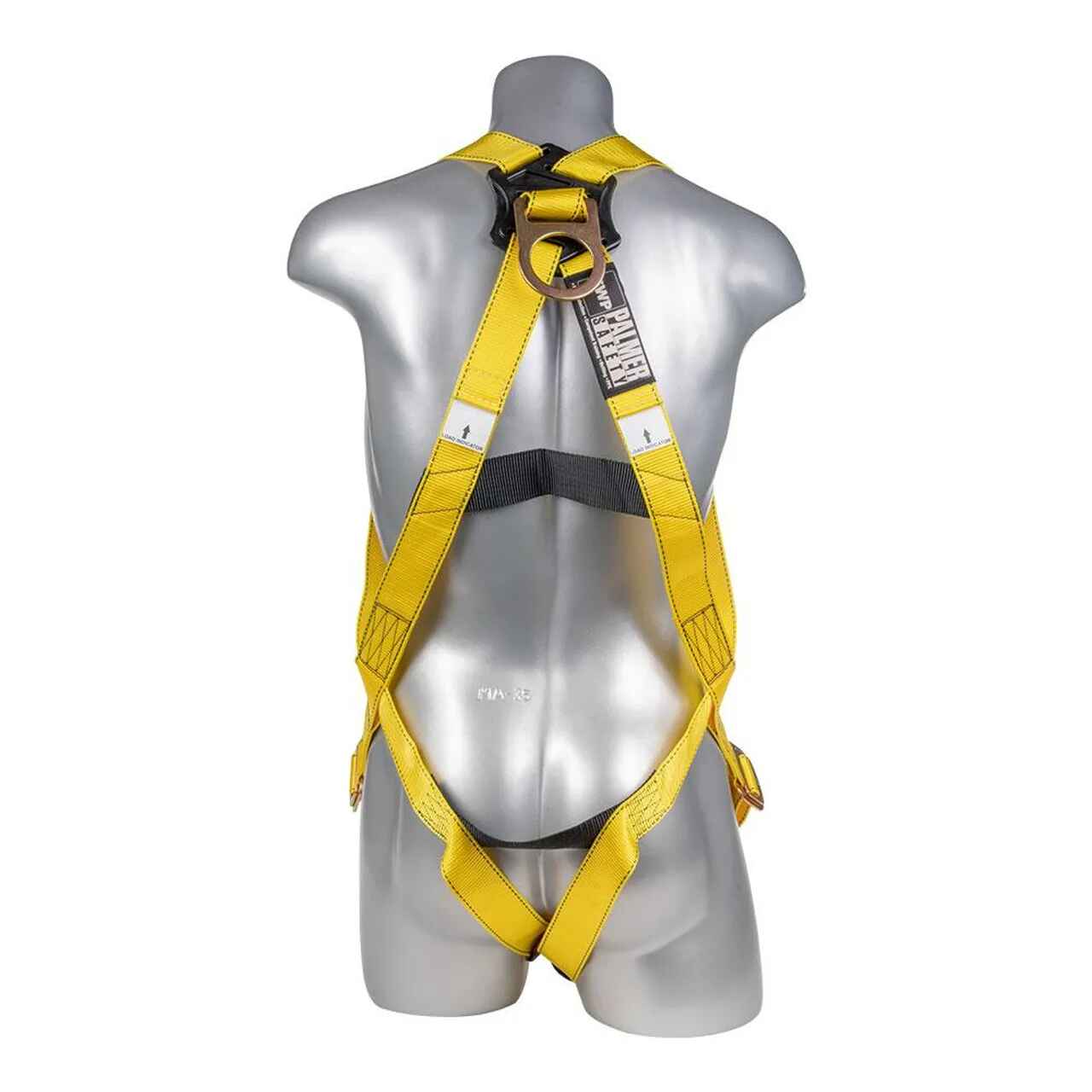 Construction Safety Harness 3 Point Pass-Thru Legs, Back D-Ring, Yellow - Defender Safety