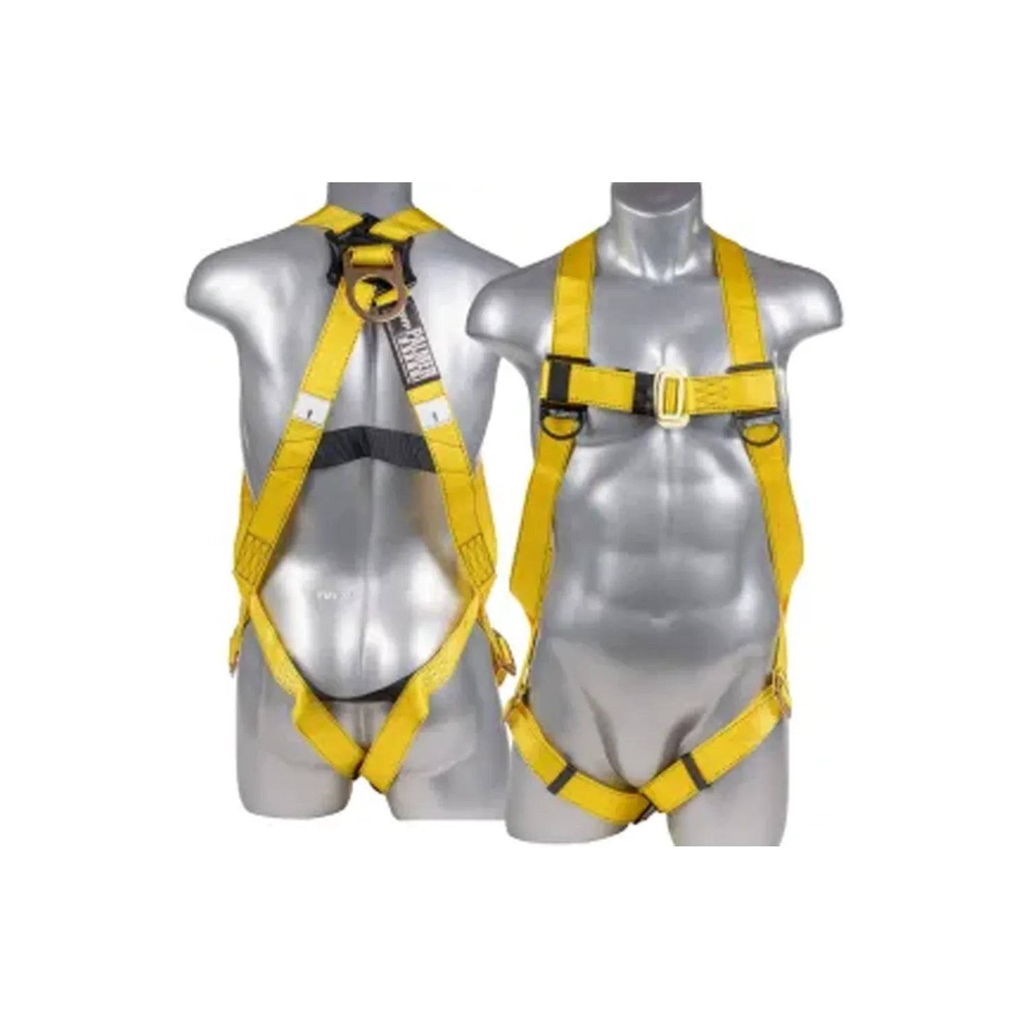 Construction Safety Harness 3 Point Pass-Thru Legs, Back D-Ring, Yellow - Defender Safety