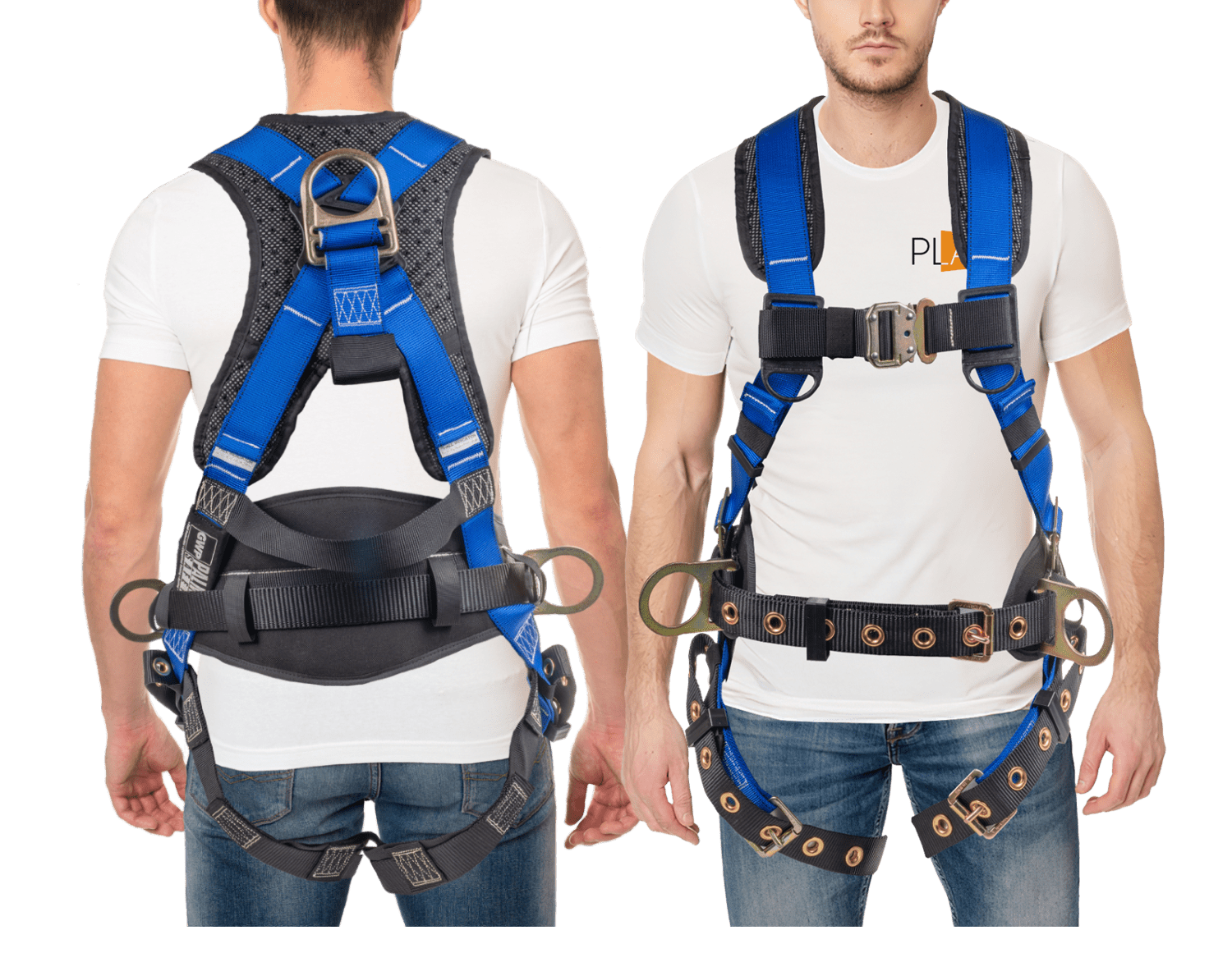 Construction Safety Harness 5 Point, Back Padded, QCB, Grommet Legs - Defender Safety