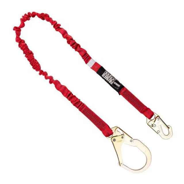 Construction Safety Lanyard 6' Internal Shock, Rebar Hook, Single Leg - Defender Safety