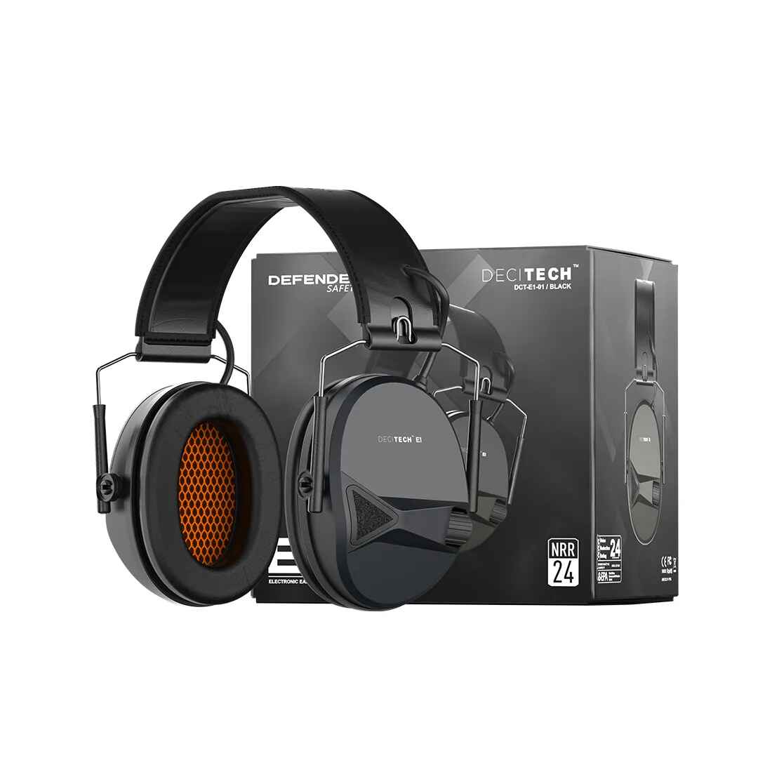 DECITECH™ E1 Active Hearing Protection, Over the Head Earmuffs - Defender Safety