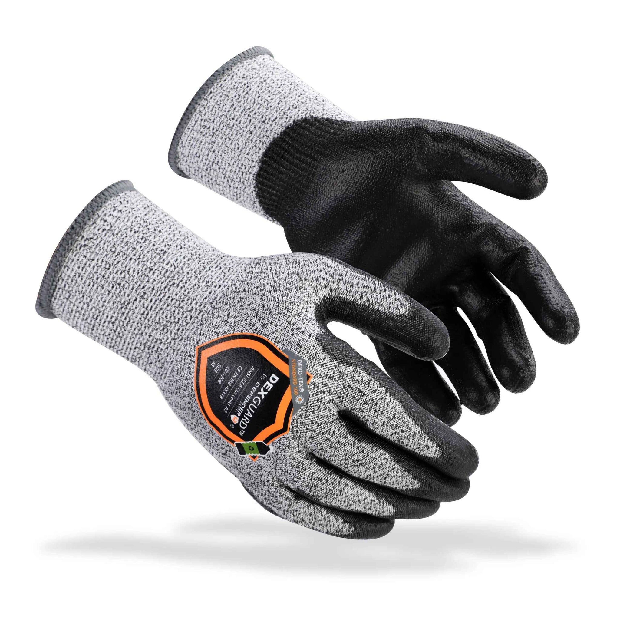 DEXGUARD A2 Cut Glove, Level 4 Abrasion Resistant, Polyurethane Coated Defender Safety, Medium / 1 Pair