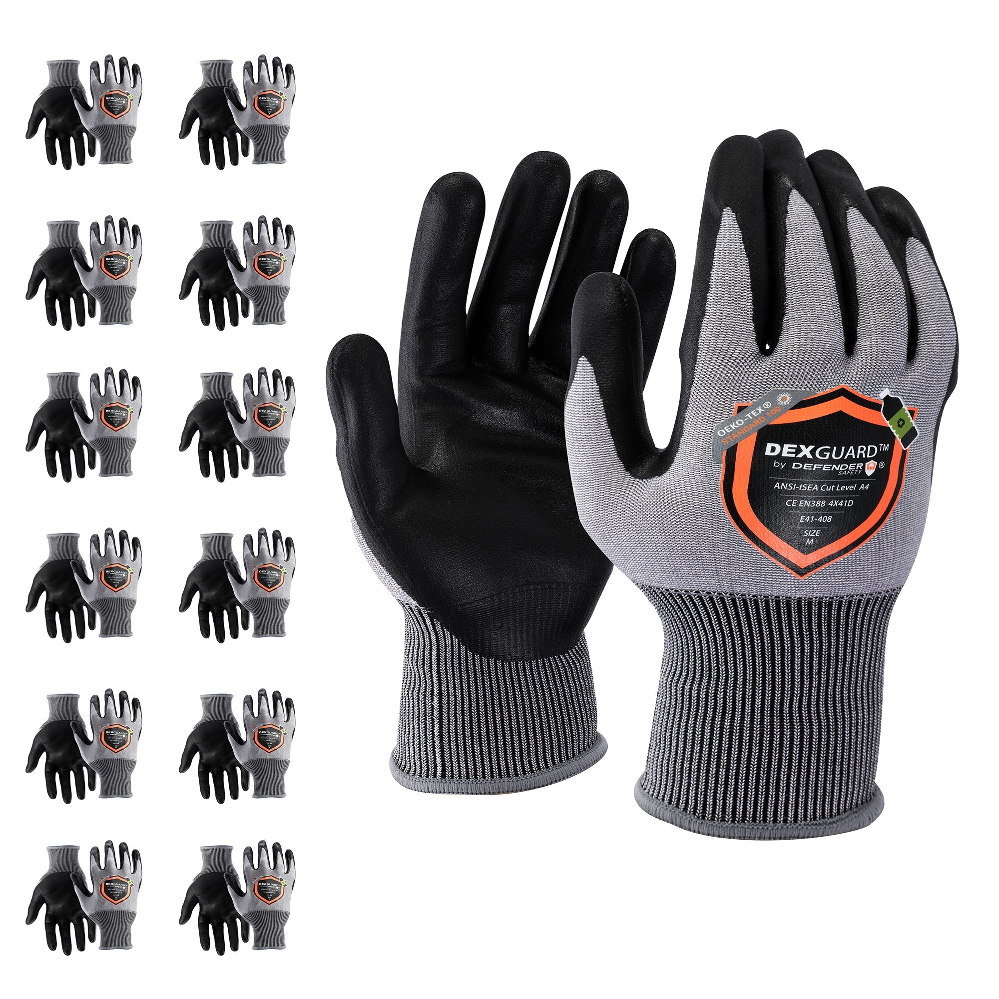 DEXGUARD™ A4 Cut Gloves, Level 4 Abrasion Resistant, Foam Nitrile Coating - Defender Safety