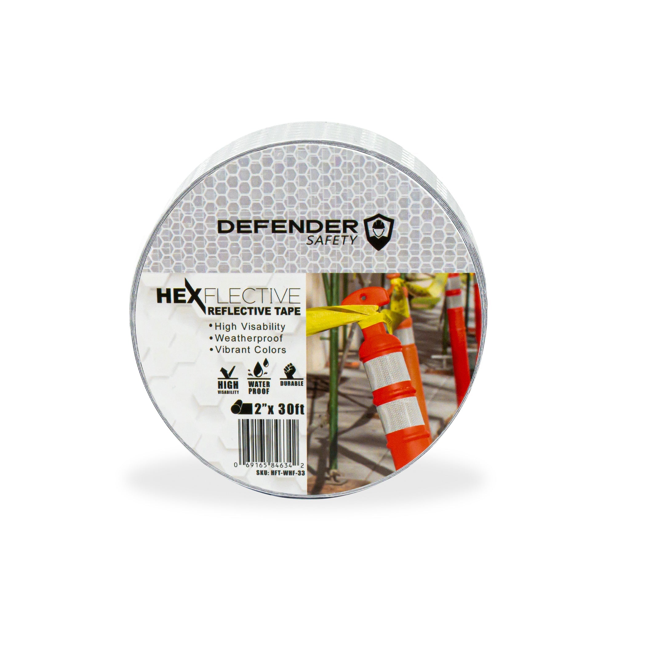 HEXFLECTIVE™ Reflective Tape. 2"x 30'. White Honeycomb Pattern - Defender Safety