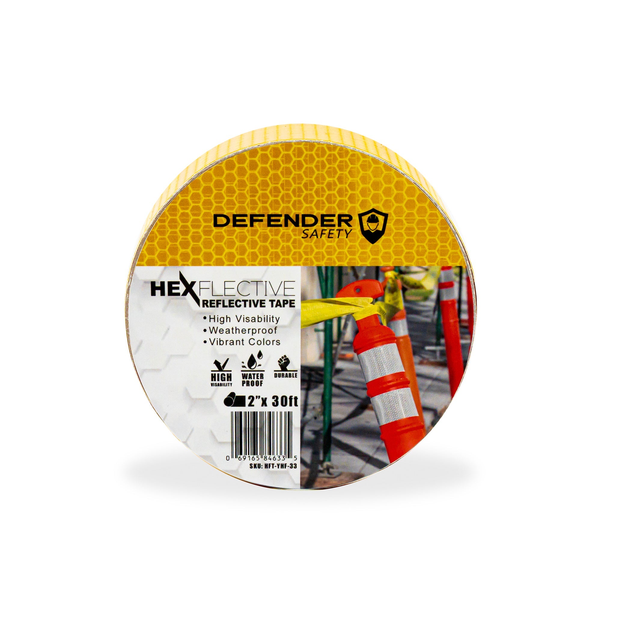 HEXFLECTIVE™ Reflective Tape. 2"x 30'. Yellow Honeycomb Pattern - Defender Safety