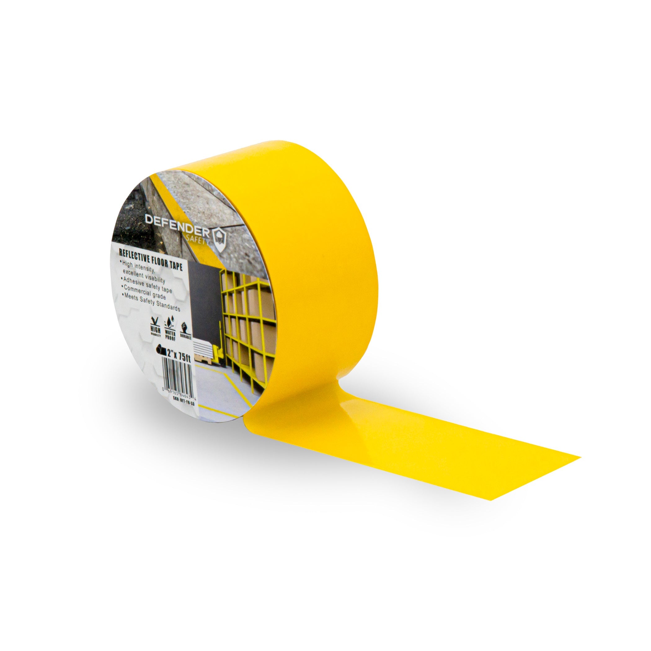 Hi-Viz Floor Tape. 2"x 75' Yellow - Defender Safety