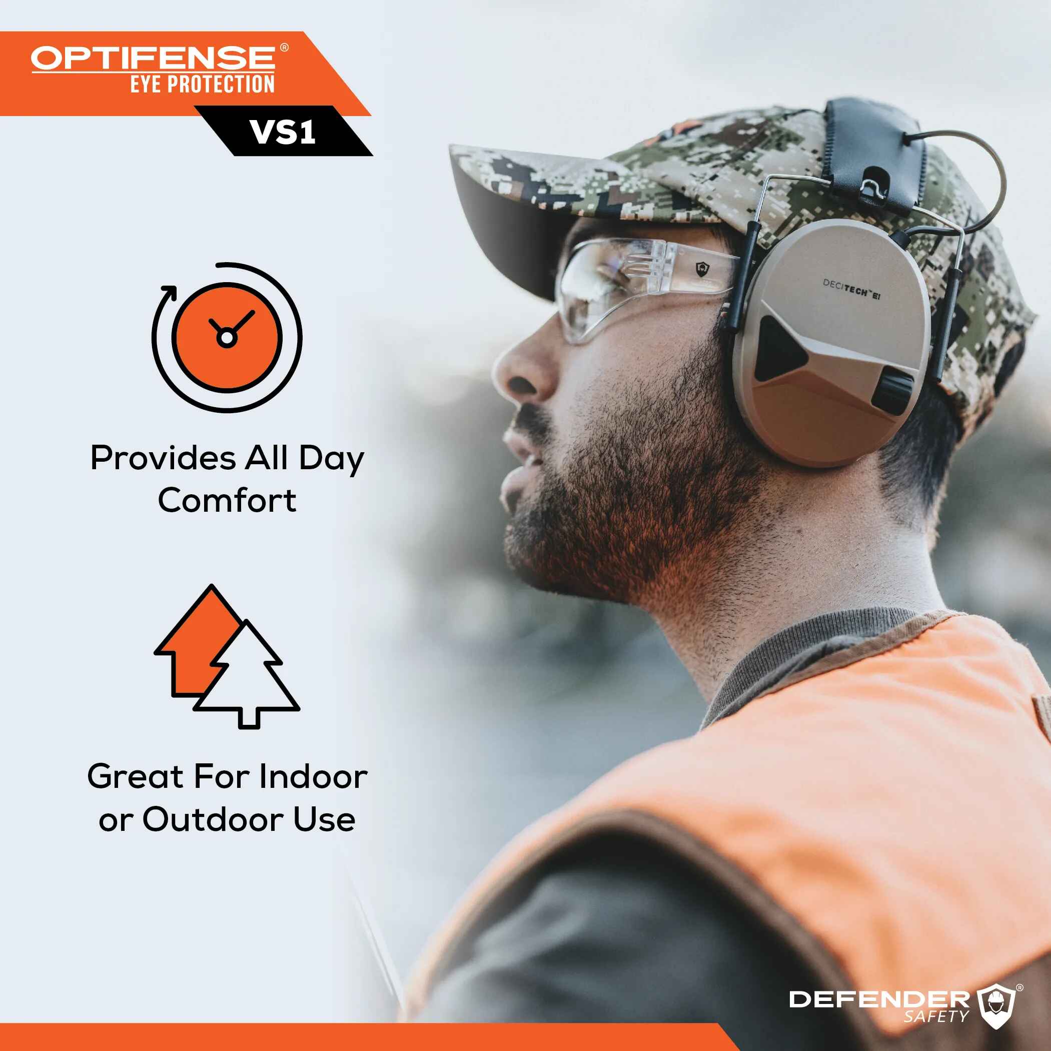 OPTIFENSE™ VS1 AMBER Safety Glasses, ANSI Z87+, 30pc per Box - Defender Safety