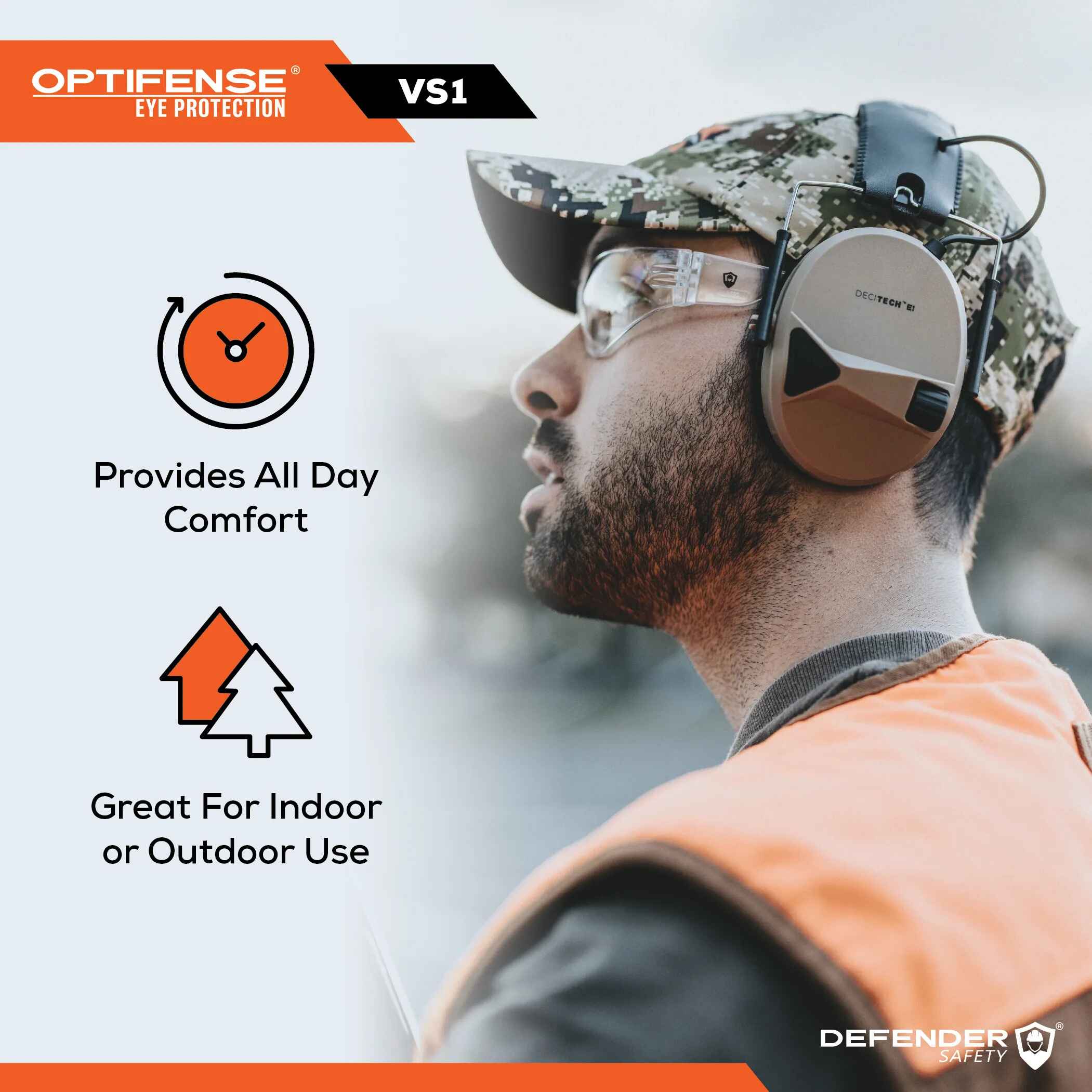 OPTIFENSE™ VS1 CLEAR Safety Glasses, ANSI Z87+, 30pc per Box - Defender Safety