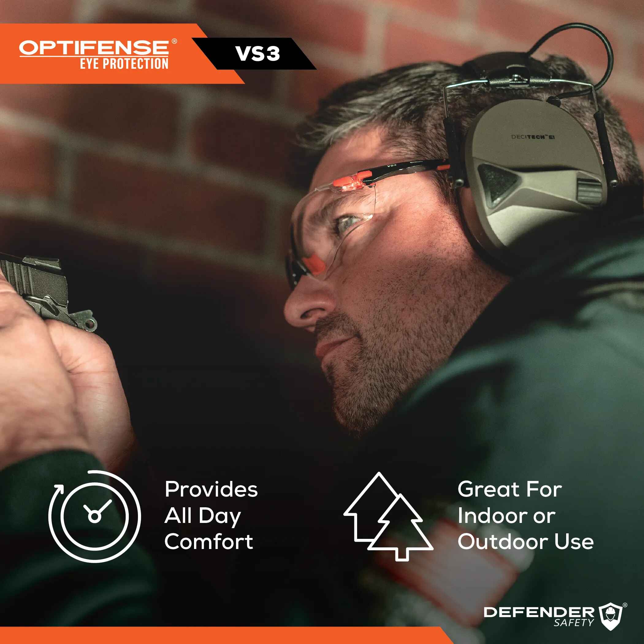 OPTIFENSE™ VS3 Anti Fog, Premium CLEAR Safety Glasses, ANSI Z87+ - Defender Safety