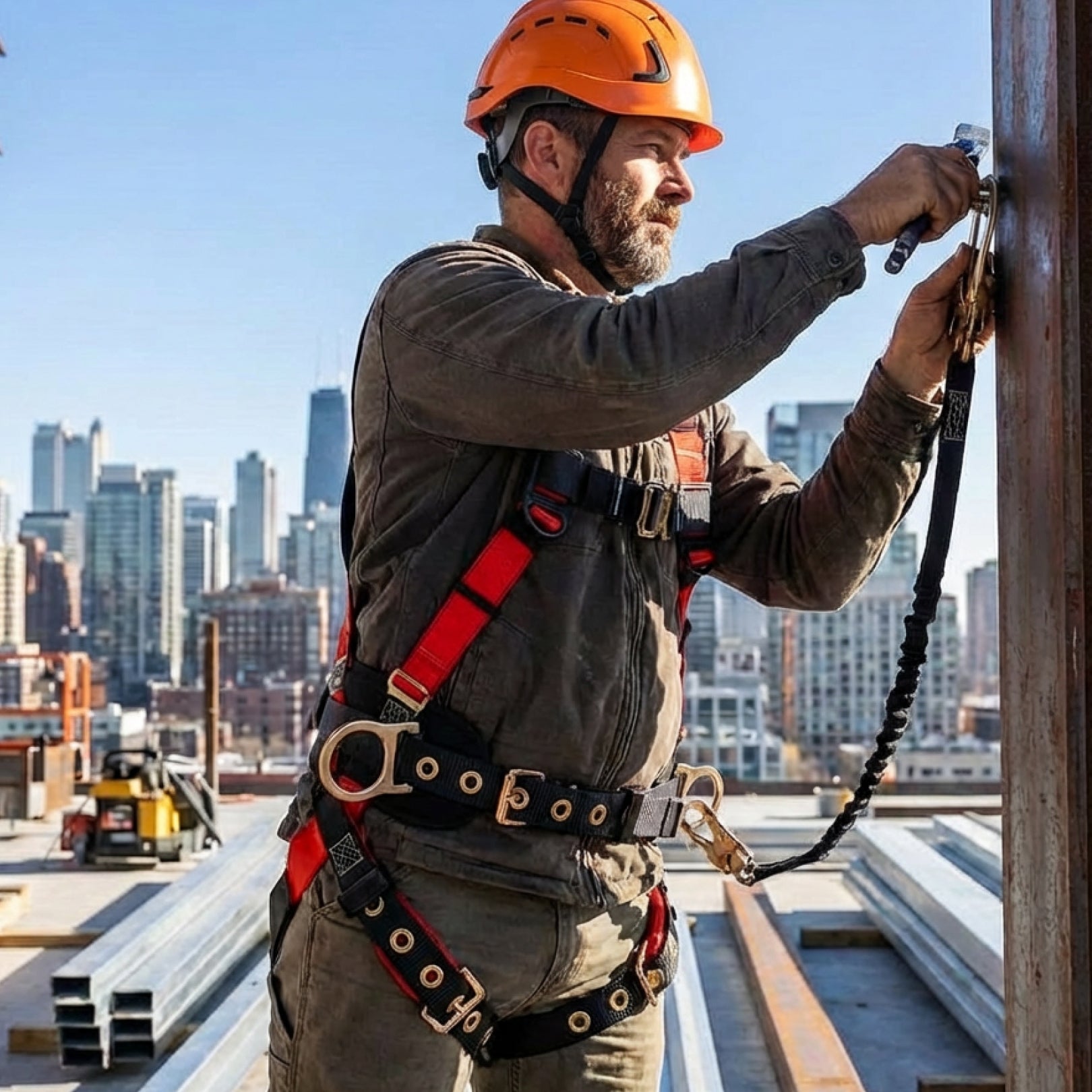 Hammerhead™ Series Harness 5pt., Padded Back, QCB Chest, Tongue & Buckle Leg Straps, SRL Back Plate, Positioning Belt with Side D-Rings