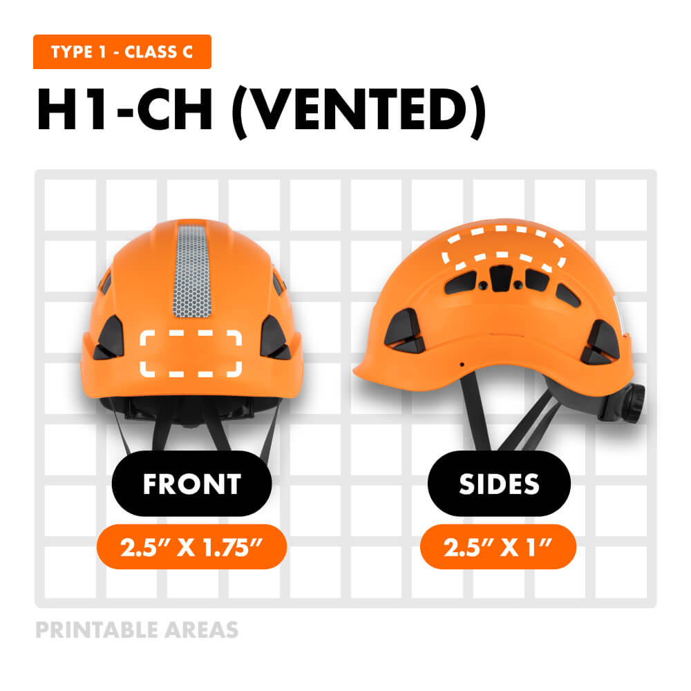 H1 Custom Logo Printed Safety Helmet - Defender Safety