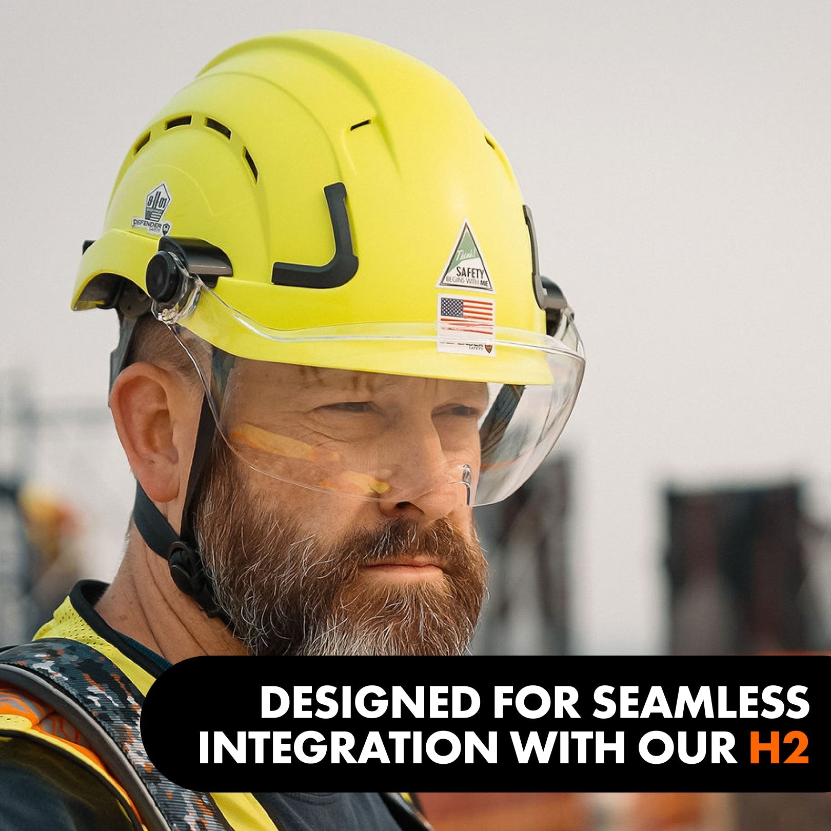 Clear Safety Helmet Visor for Defender H2 | ANSI Z87+ Eye Protection