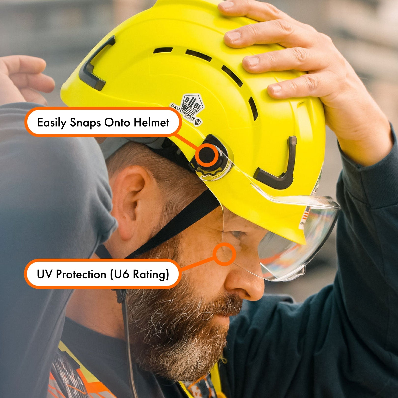 Clear Safety Helmet Visor for Defender H2 | ANSI Z87+ Eye Protection
