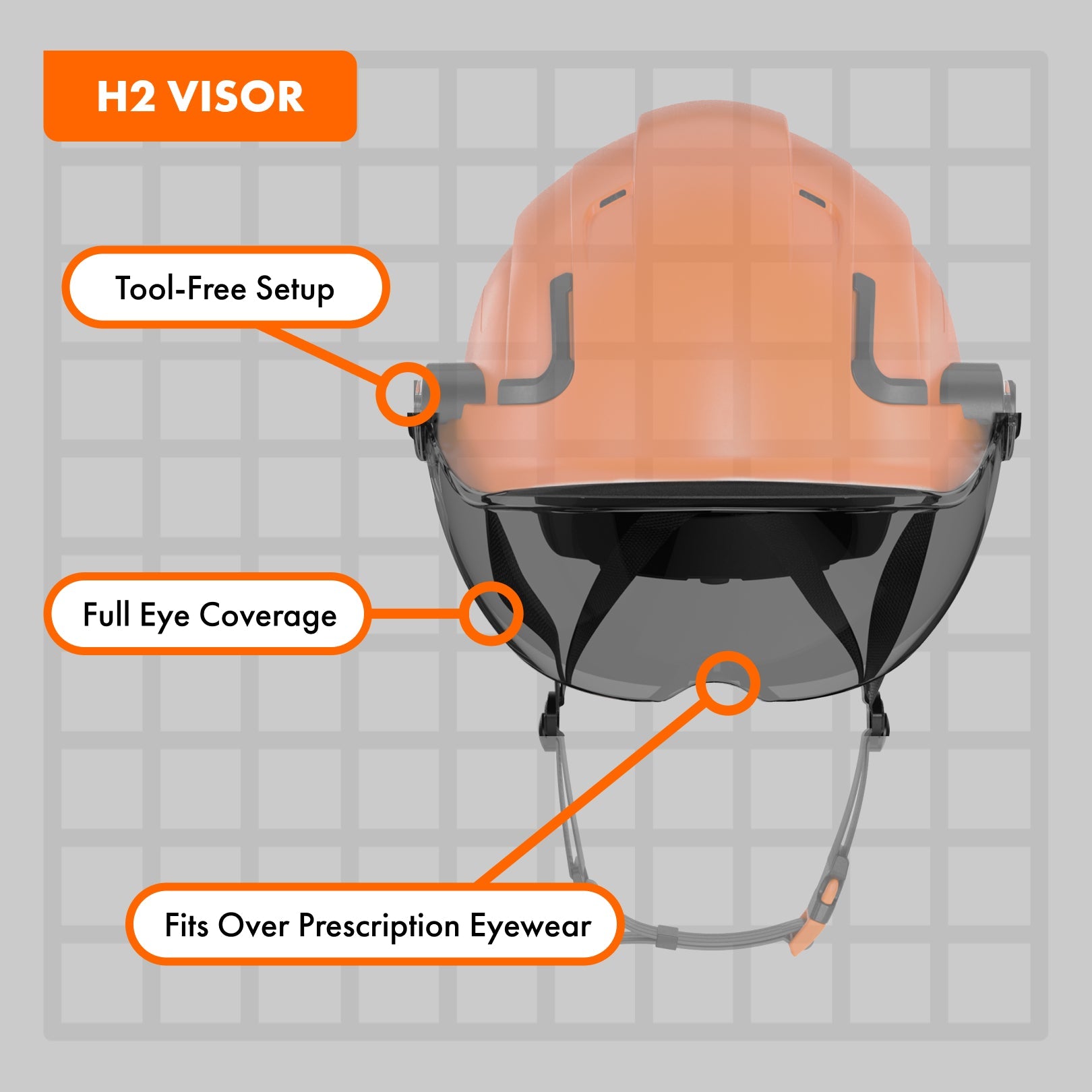 Tinted Safety Helmet Visor for Defender H2 | ANSI Z87+ Eye Protection
