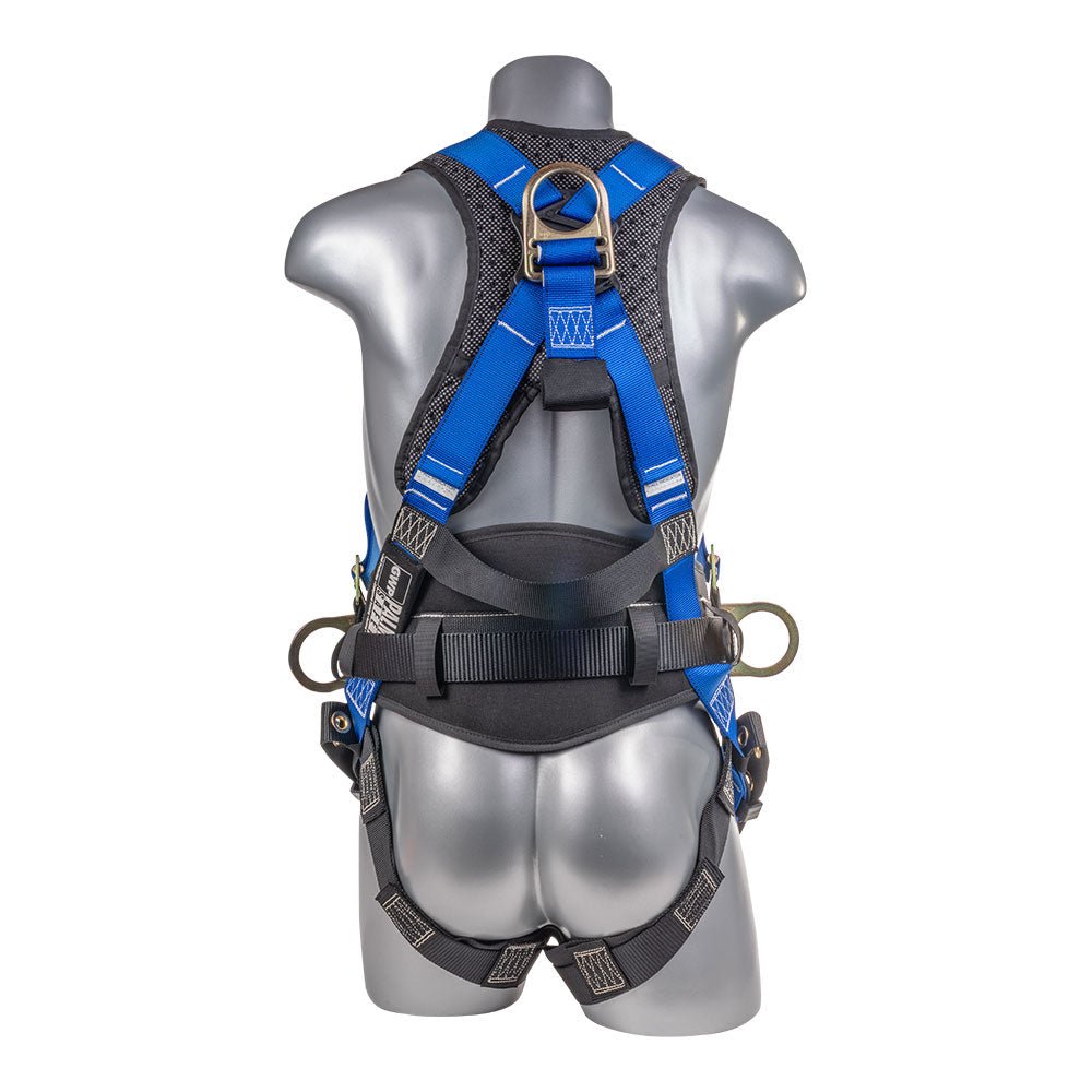 Hammerhead™ Series Harness 5pt., Padded Back, QCB Chest, Tongue & Buckle Leg Straps, SRL Back Plate, Positioning Belt with Side D - Rings - Defender Safety