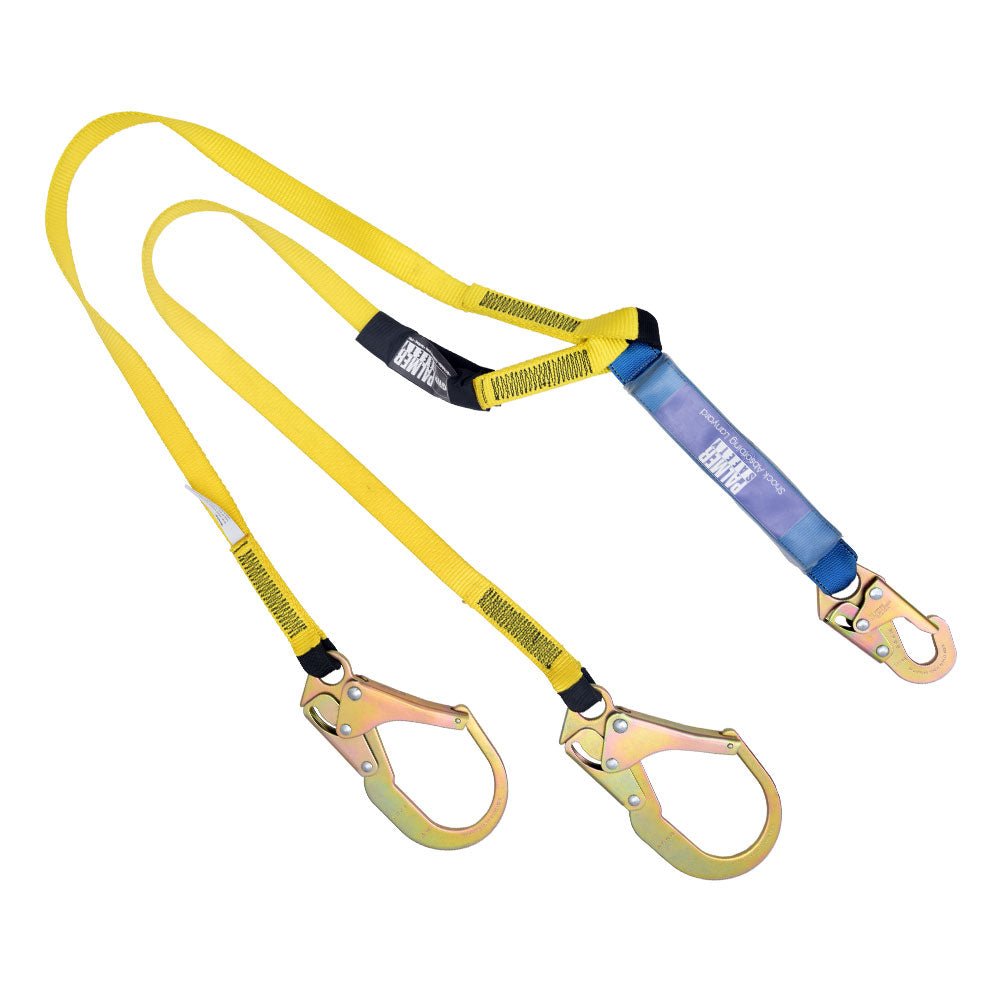 Lanyard 6 ft. Shock Absorber, Rebar Hooks, Double Leg. - Defender Safety