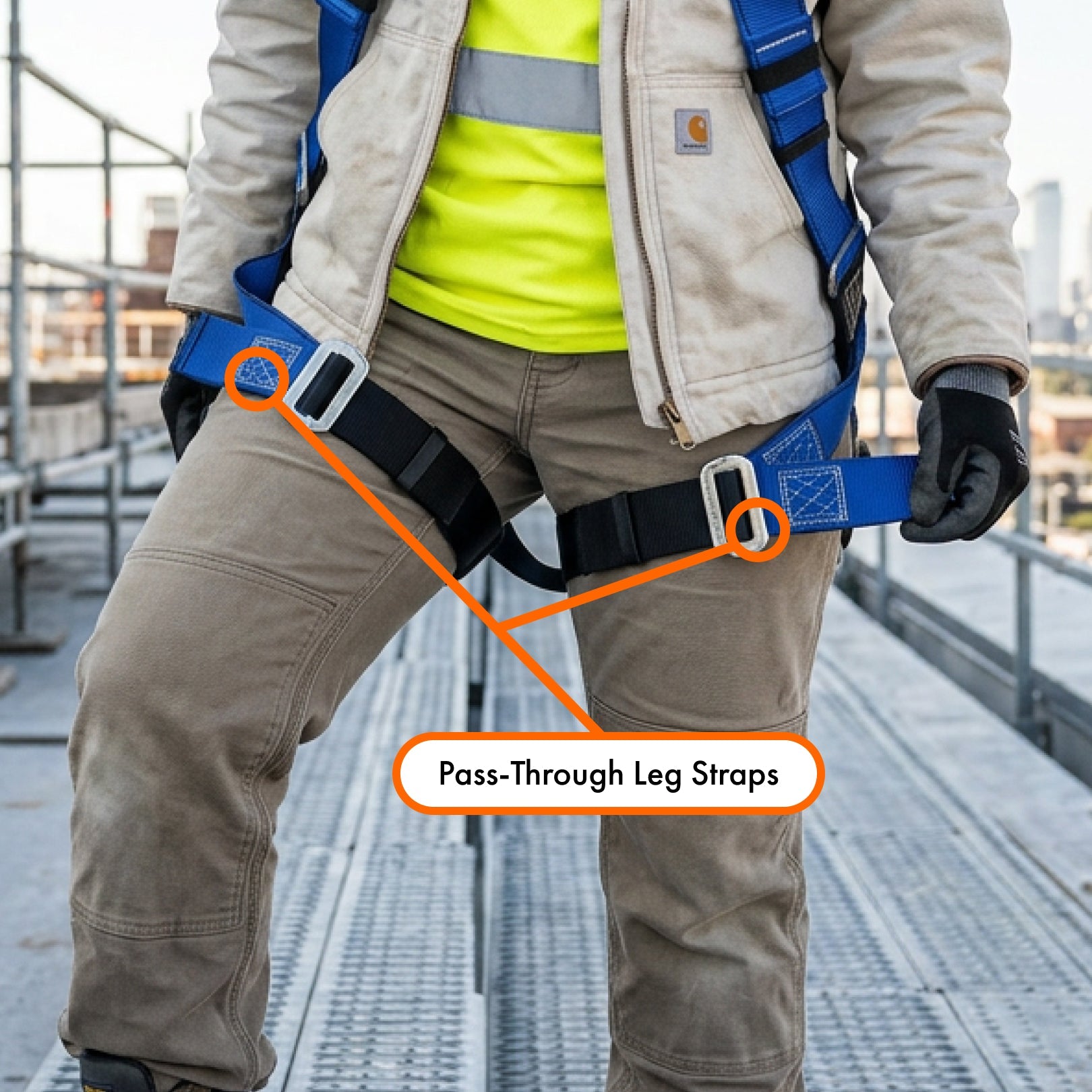 Mako™ Series Harness 5pt., Pass - Thru Legs, Back D - Ring, Blue - Defender Safety