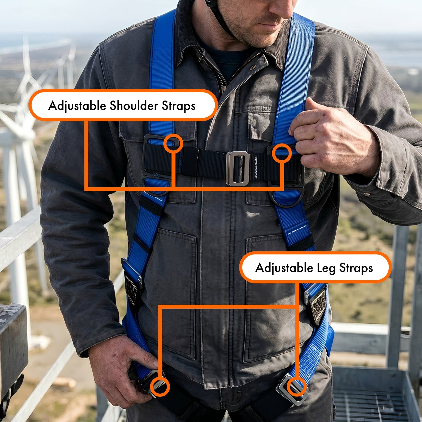 Mako™ Series Harness 5pt., Pass - Thru Legs, Back D - Ring, Blue - Defender Safety