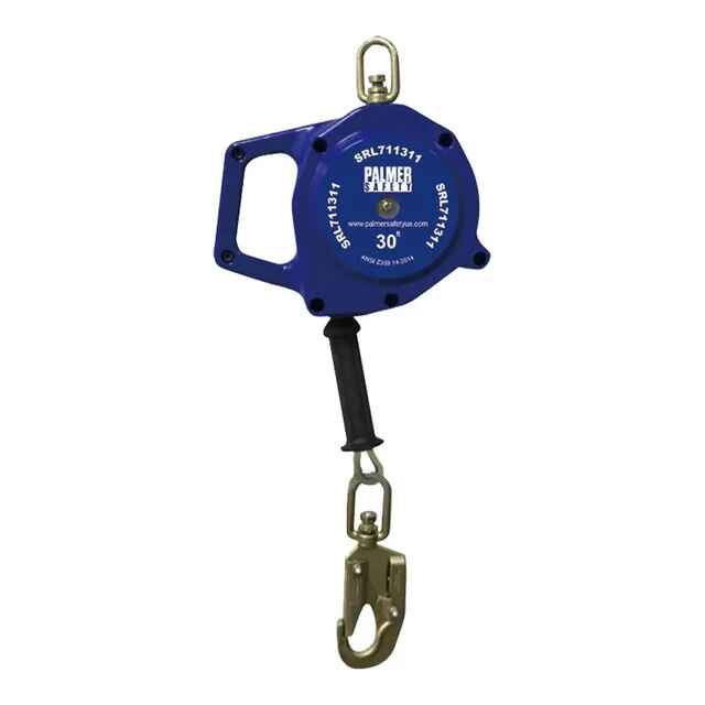 30' Self Retracting Galvanized Cable Descent Device with Small Hook - Defender Safety