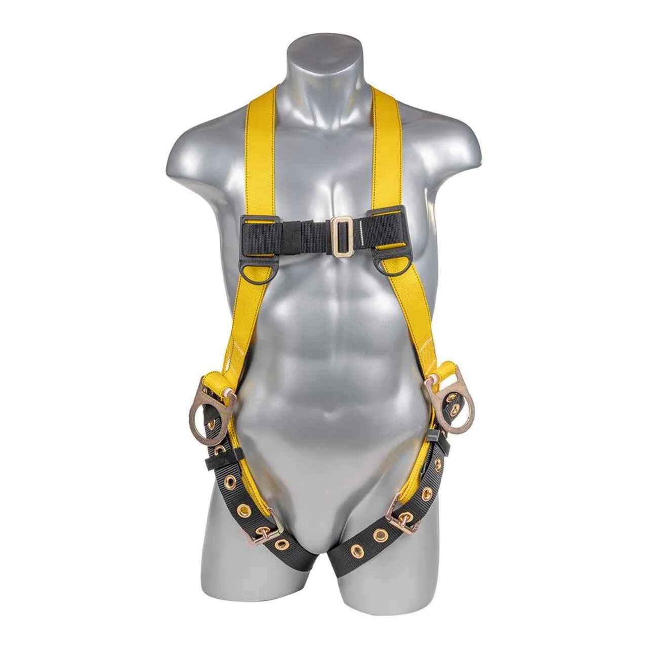 Construction Safety Harness 3 Point, Grommet Legs, Backside D-Rings - Defender Safety