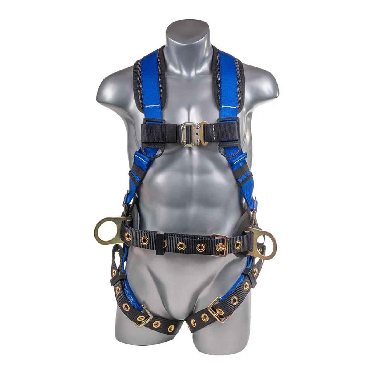 Construction Safety Harness 5 Point, Back Padded, QCB, Grommet Legs - Defender Safety