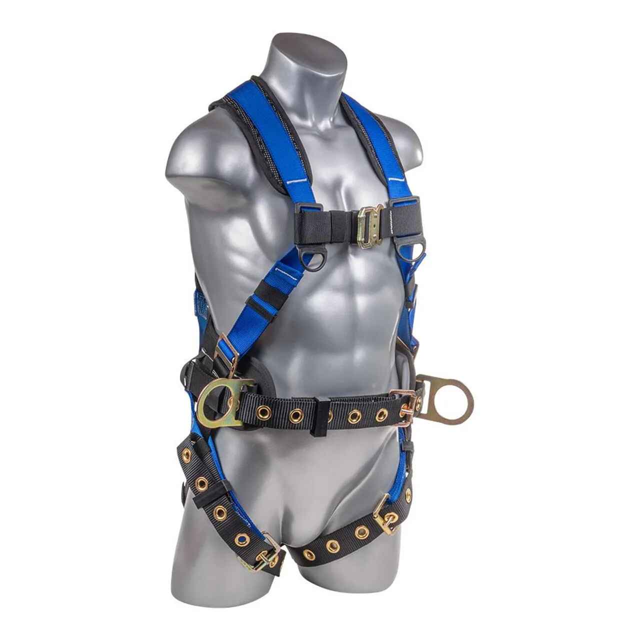 Construction Safety Harness 5 Point, Back Padded, QCB, Grommet Legs - Defender Safety