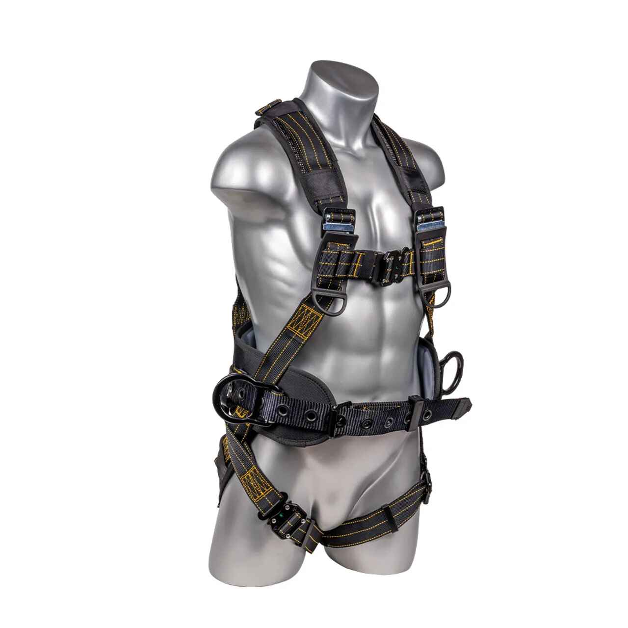Construction Safety Harness 5 Point, Padded Back & Grommet Legs - Defender Safety