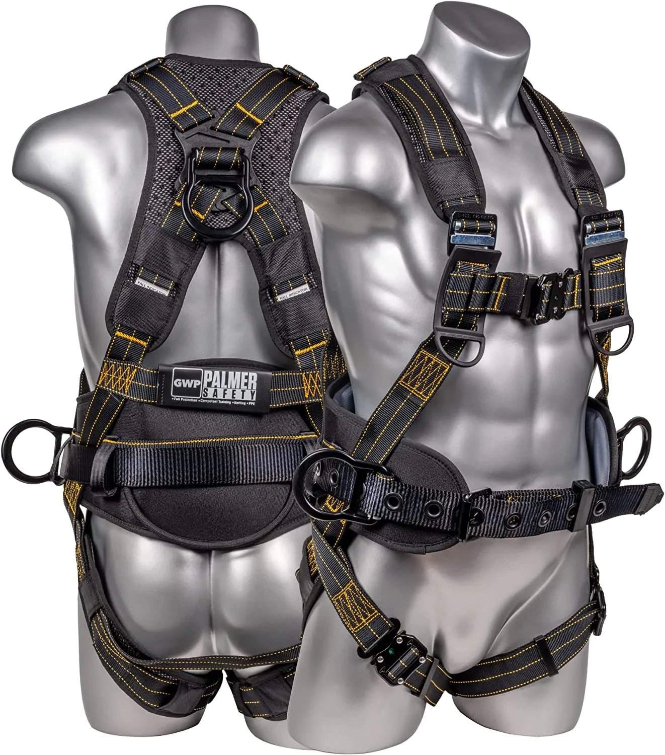 Construction Safety Harness 5 Point, Padded Back & Grommet Legs - Defender Safety