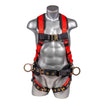 Construction Safety Harness 5 Point, QCB Chest, Grommet Legs, Red - Defender Safety