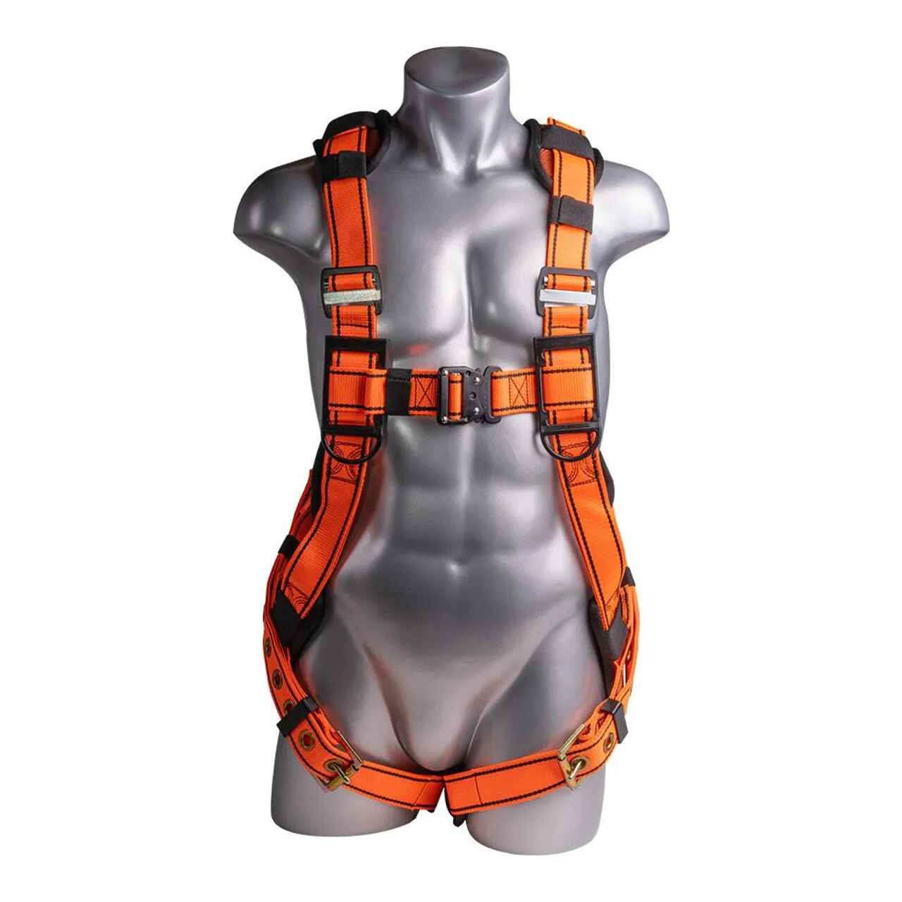 Palmer Safety Fall Protection Full Body point Harness, Padded Back Support,  Quick-Connect Buckle, Grommet Legs, Back＆Side D-Rings, OSHA ANSI Indust 