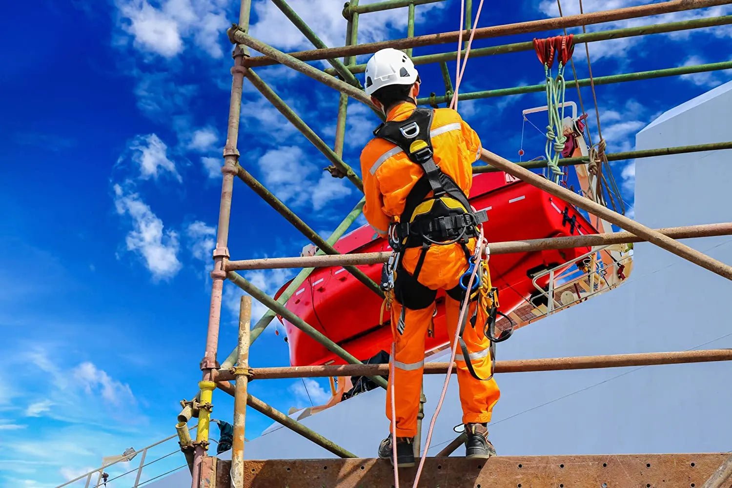 Construction Safety Harness 5 Point, QCB, Padded Back & Leg - Defender Safety