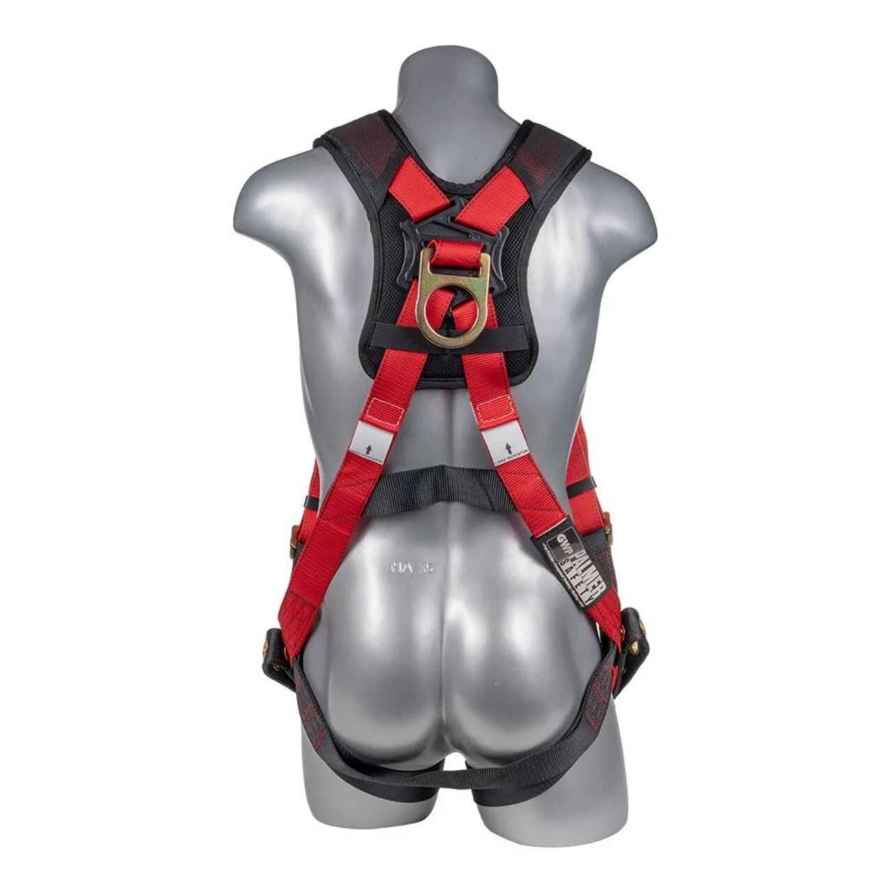 Construction Safety Harness 5 Pt, Padded Back & Grommet Legs Red/Black - Defender Safety