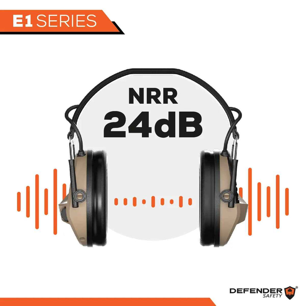 DECITECH™ E1 Active Electronic Hearing Protection, Over the Head Earmu