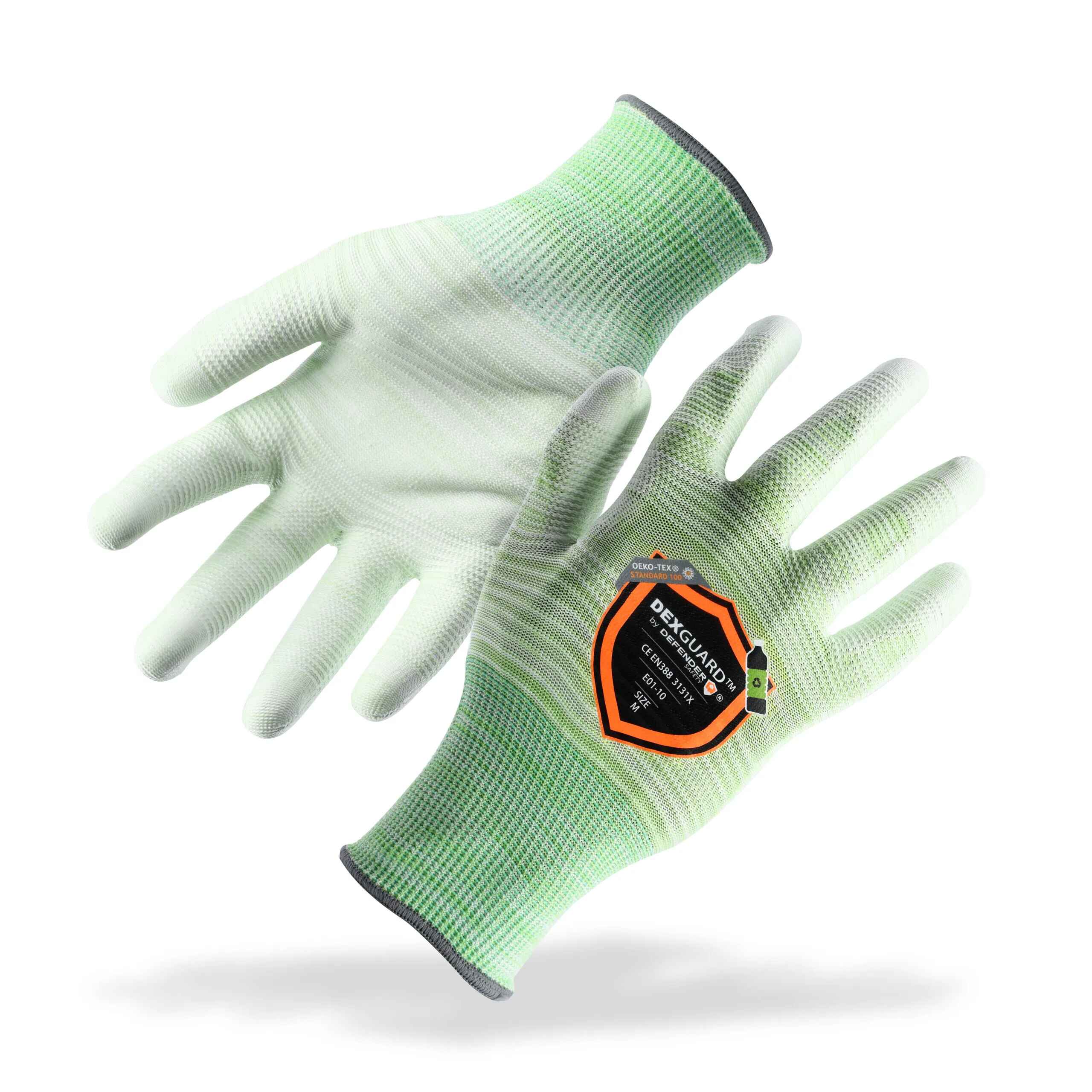DEXGUARD™ 13G Recycled Polyester Knit Liner, Rainbow Green Gloves, Cut  Level 1, Abrasion Resistant Level 3, Polyurethane Coating