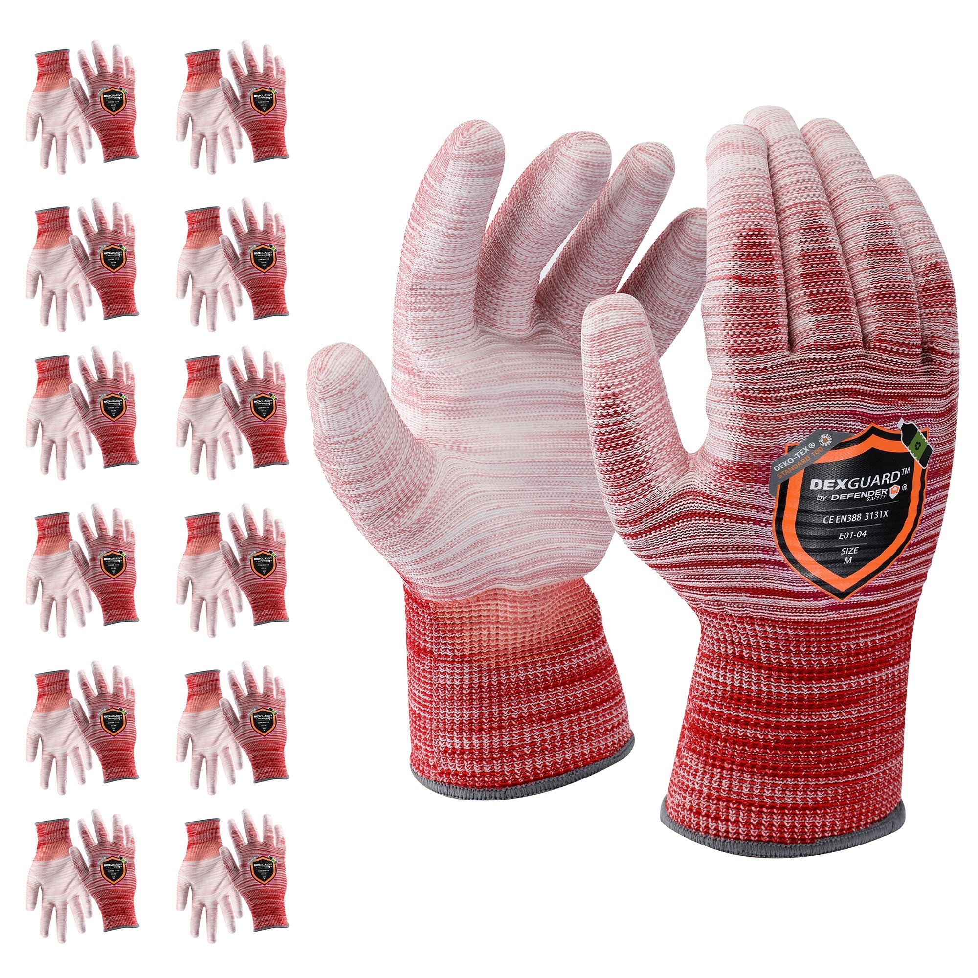 A6 Cut Resistant Gloves, 12 Pair Pack, Level 4 Abrasion Resistant, Textured Nitrile Coating, Touch Screen Compatible DEXGUARD, X-Large