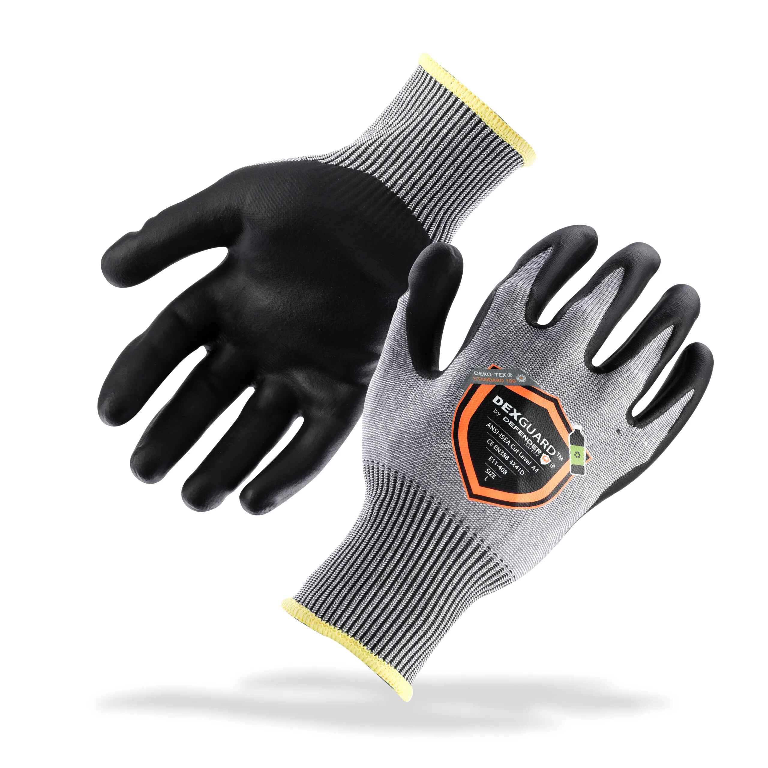 Advance ANSI A4 Level 4 Cut Resistant 13 Gauge HPPE Glove with Grey  Polyurethane Coating - 12 Pairs