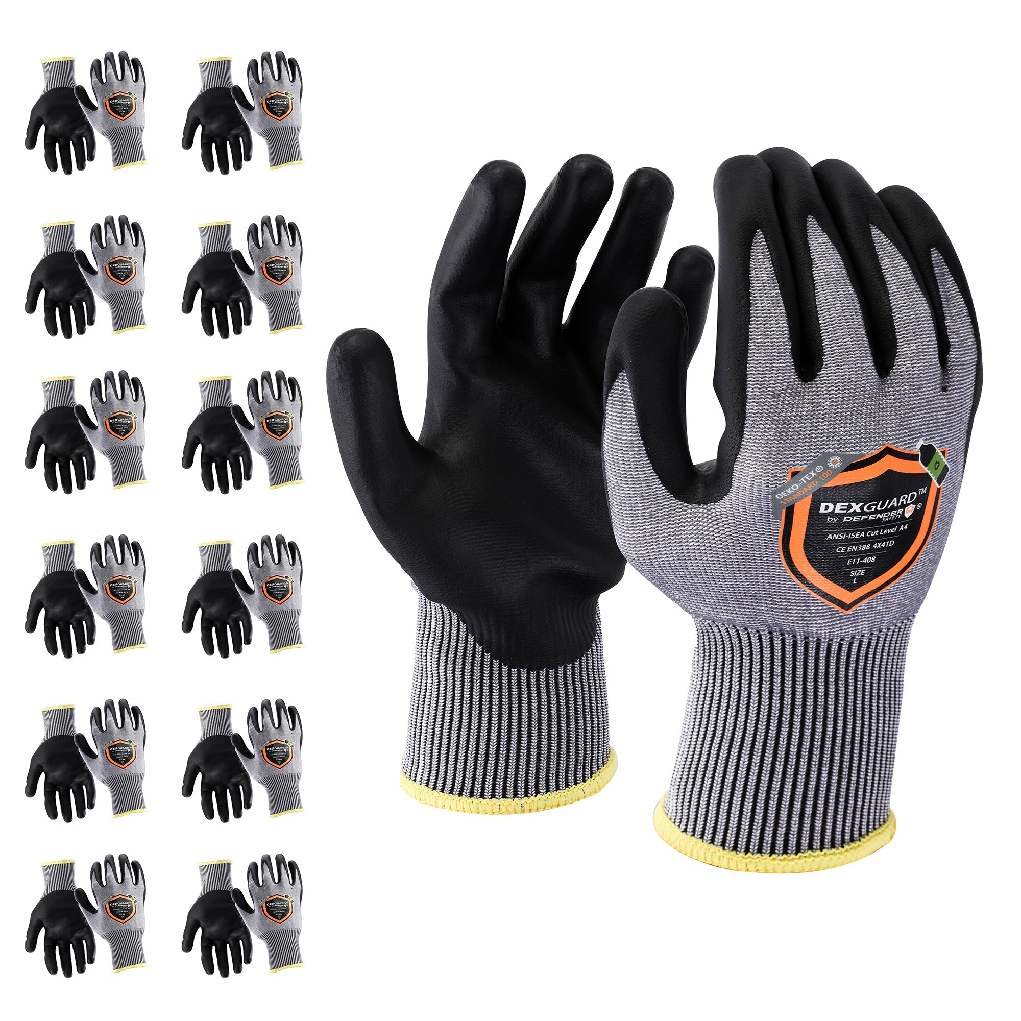 DEXGUARD™ A4 Cut Gloves, Level 4 Abrasion Resistant, Foam Nitrile Coating - Defender Safety