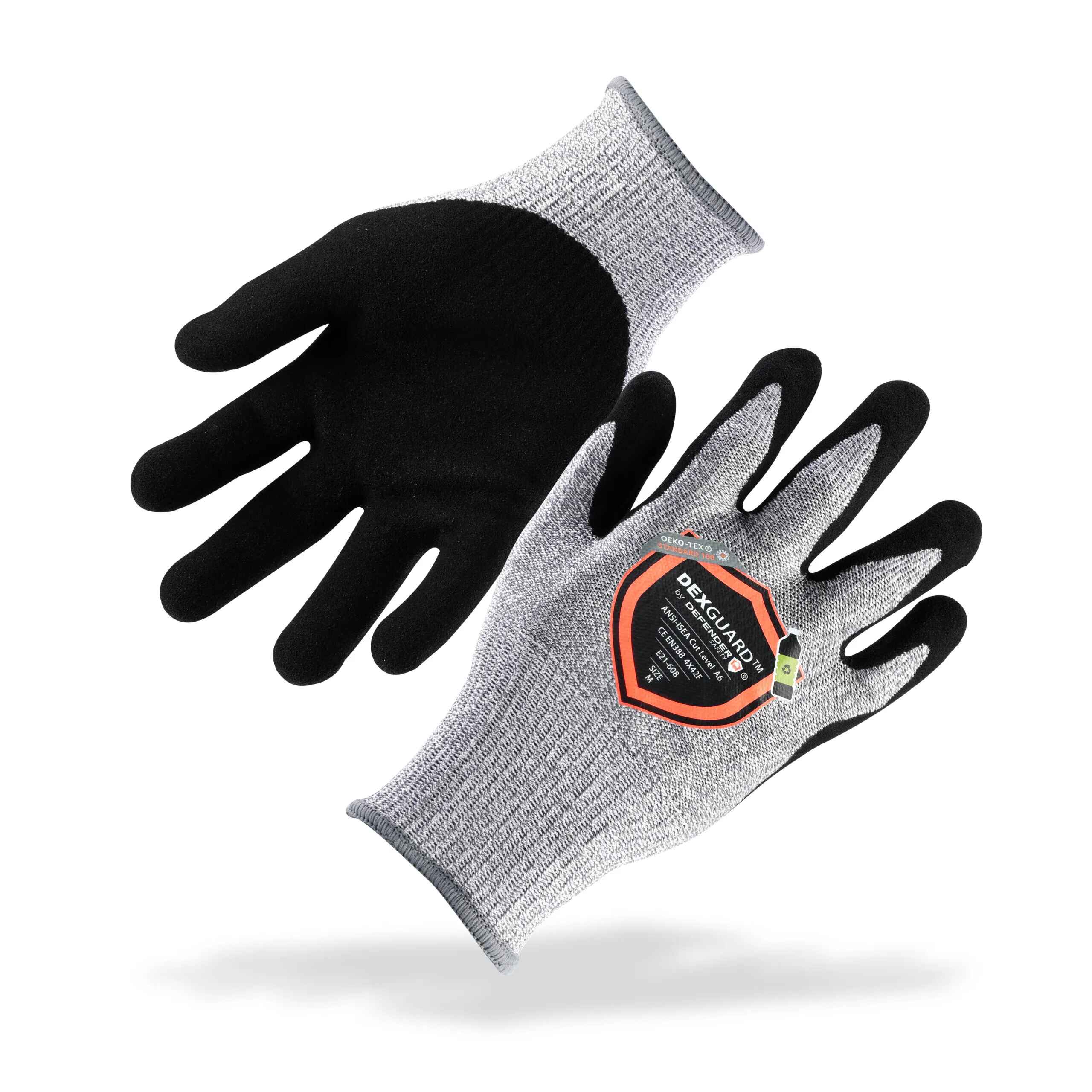 DEXGUARD™ A6 Cut Gloves, Level 4 Abrasion Resistant, Textured Nitrile Coating, Touch Screen Compatible - Defender Safety